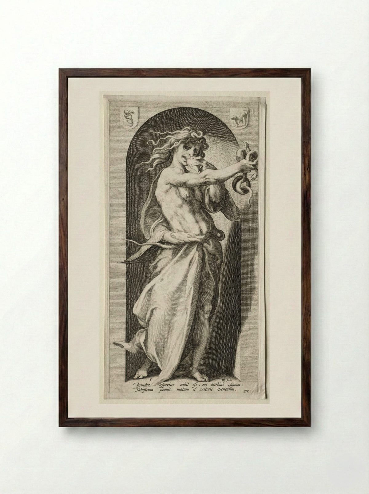 Envy (Invidia) - Jacob Matham - Framed Print Dark Wood