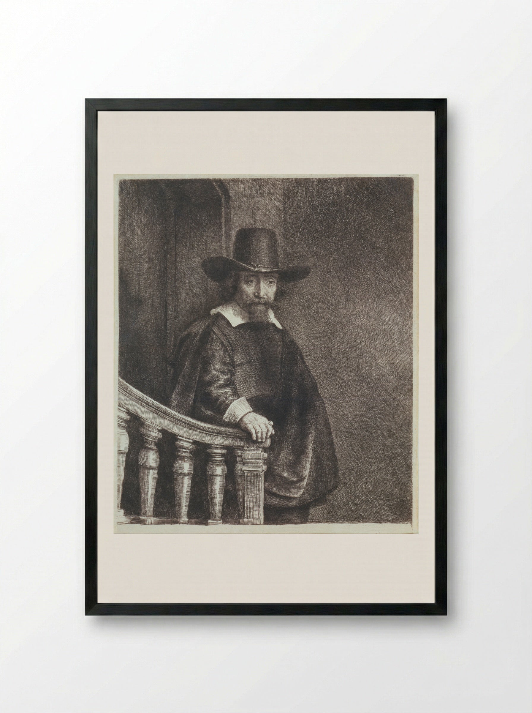 Ephraim Bonus, Jewish Physician - Rembrandt Harmensz. van Rijn - Framed Print Black