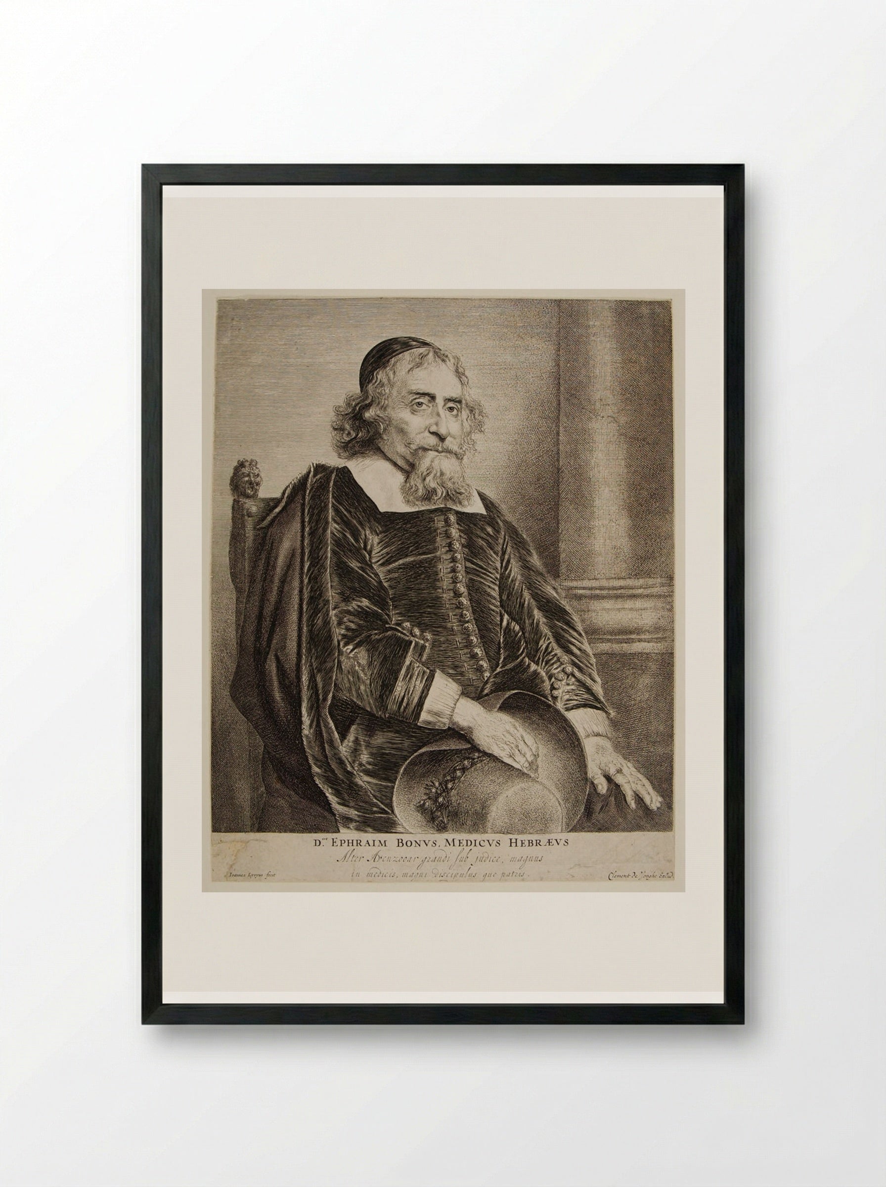 Ephraim Bonus, Jewish Physician - Jan Lievens - Framed Print Black
