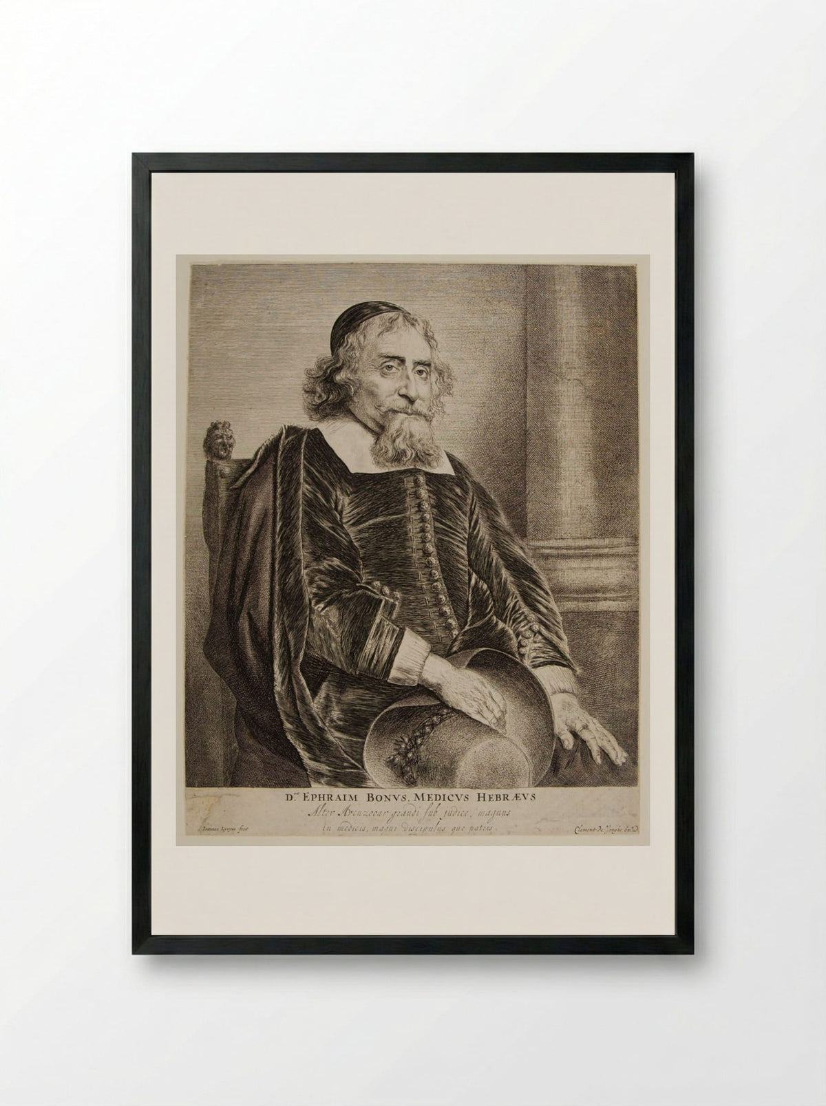 Ephraim Bonus, Jewish Physician - Jan Lievens - Framed Print Black