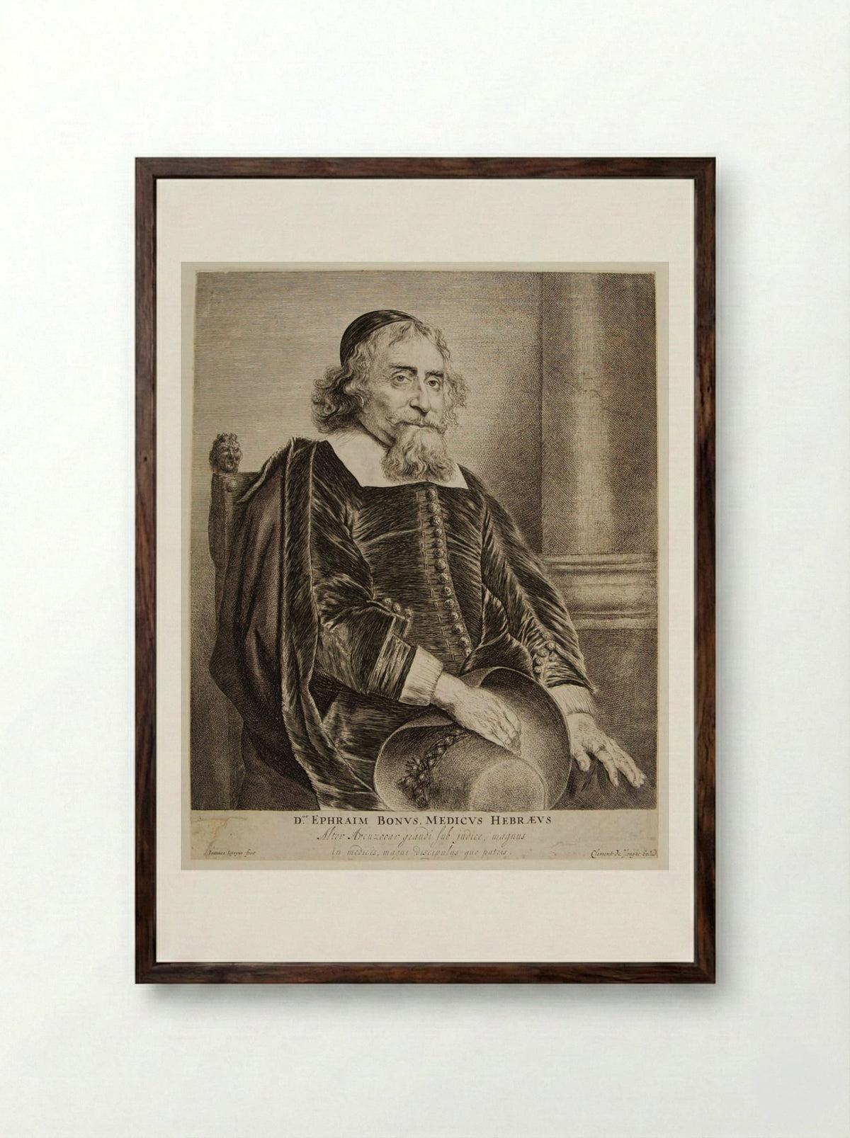 Ephraim Bonus, Jewish Physician - Jan Lievens - Framed Print Dark Wood