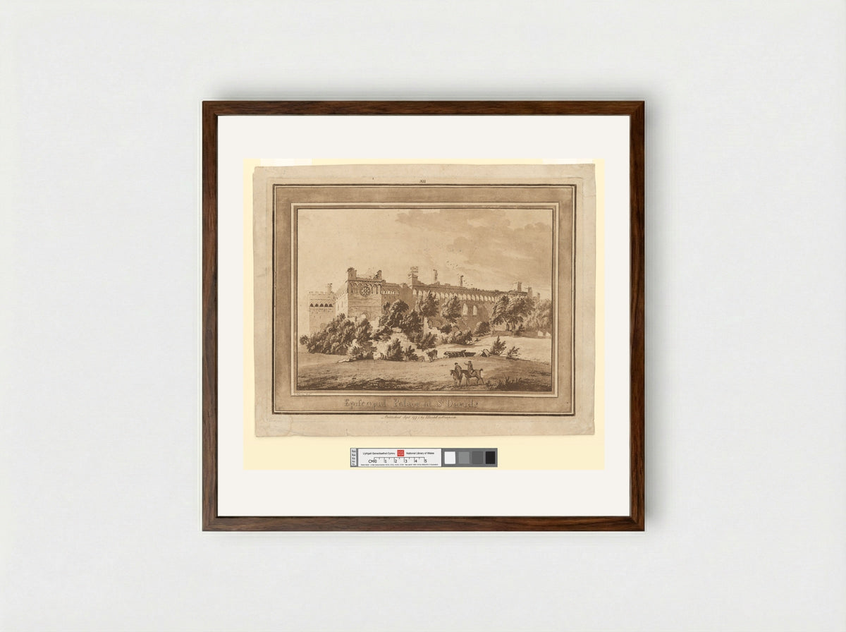 Episcopal Palace at St. David's - Paul Sandby - Framed Print Dark Wood