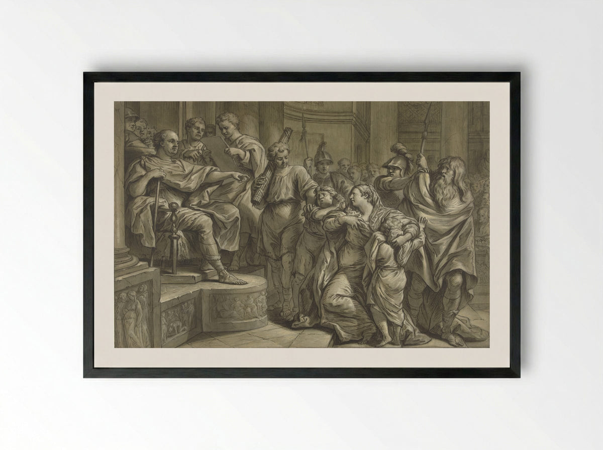 Eponina Begging Vespasian for Mercy for Sabinus - Blaise Nicolas Lesueur - Framed Print Black