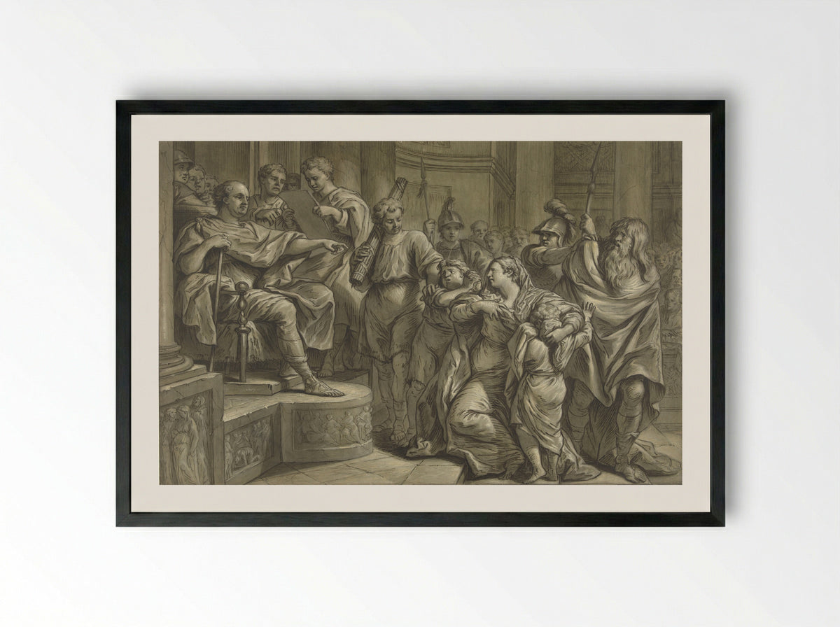 Eponina Begging Vespasian for Mercy for Sabinus - Blaise Nicolas Lesueur - Framed Print Black