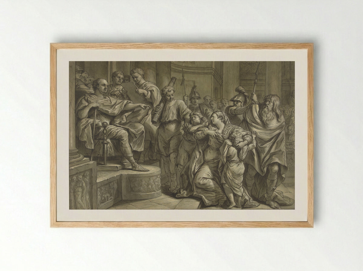 Eponina Begging Vespasian for Mercy for Sabinus - Blaise Nicolas Lesueur - Framed Print Wood