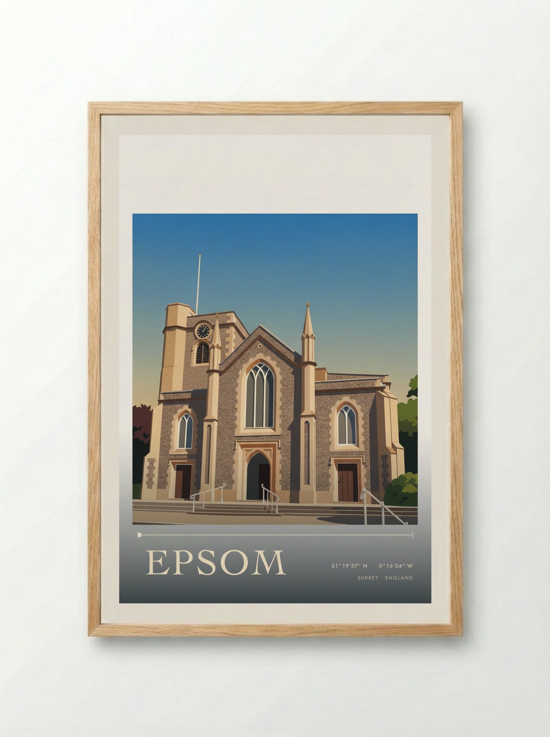 Epsom Surrey England Travel Poster - Framed Print Wood