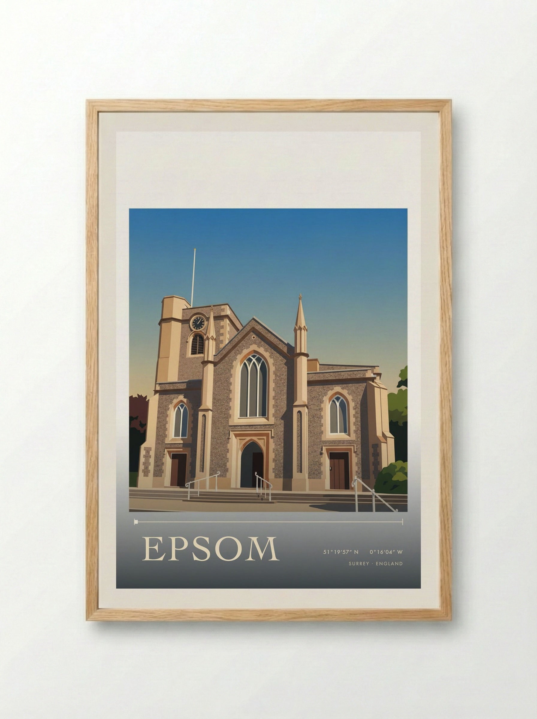 Epsom Surrey England Travel Poster - Framed Print Wood
