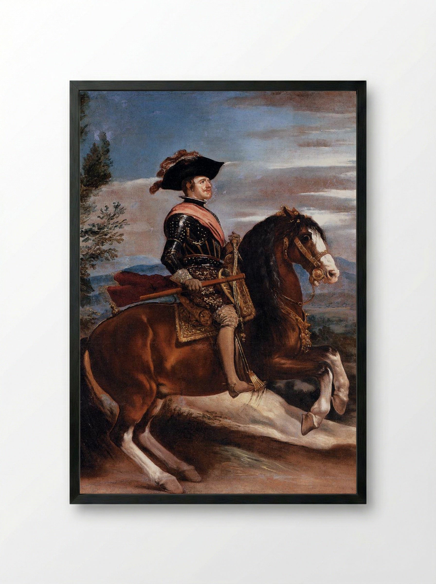 Equestrian Portrait of Philip IV - Diego Velázquez - Framed Print Black