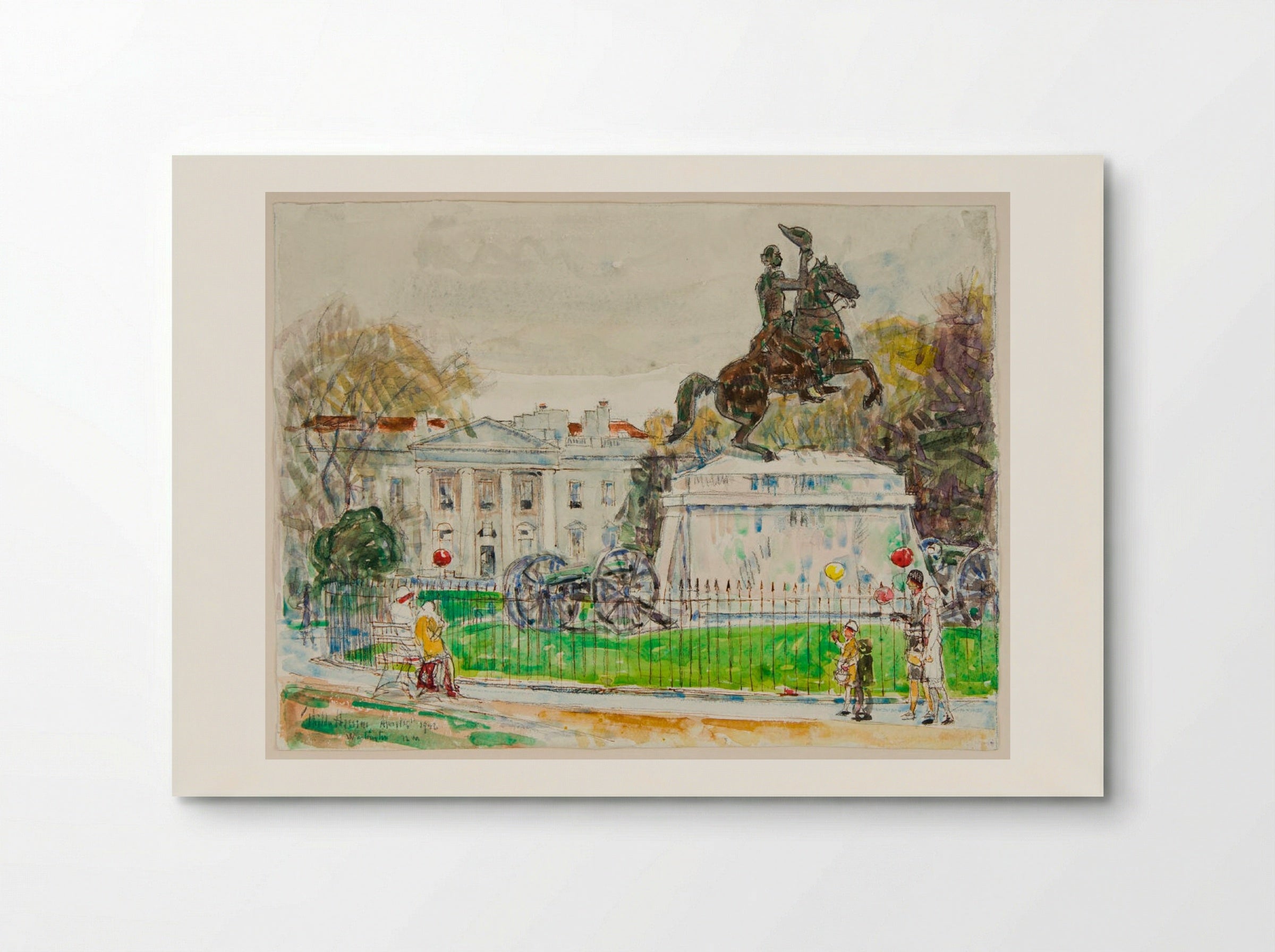 Equestrian Statue of General Andrew Jackson, Washington DC - Childe Hassam - Poster