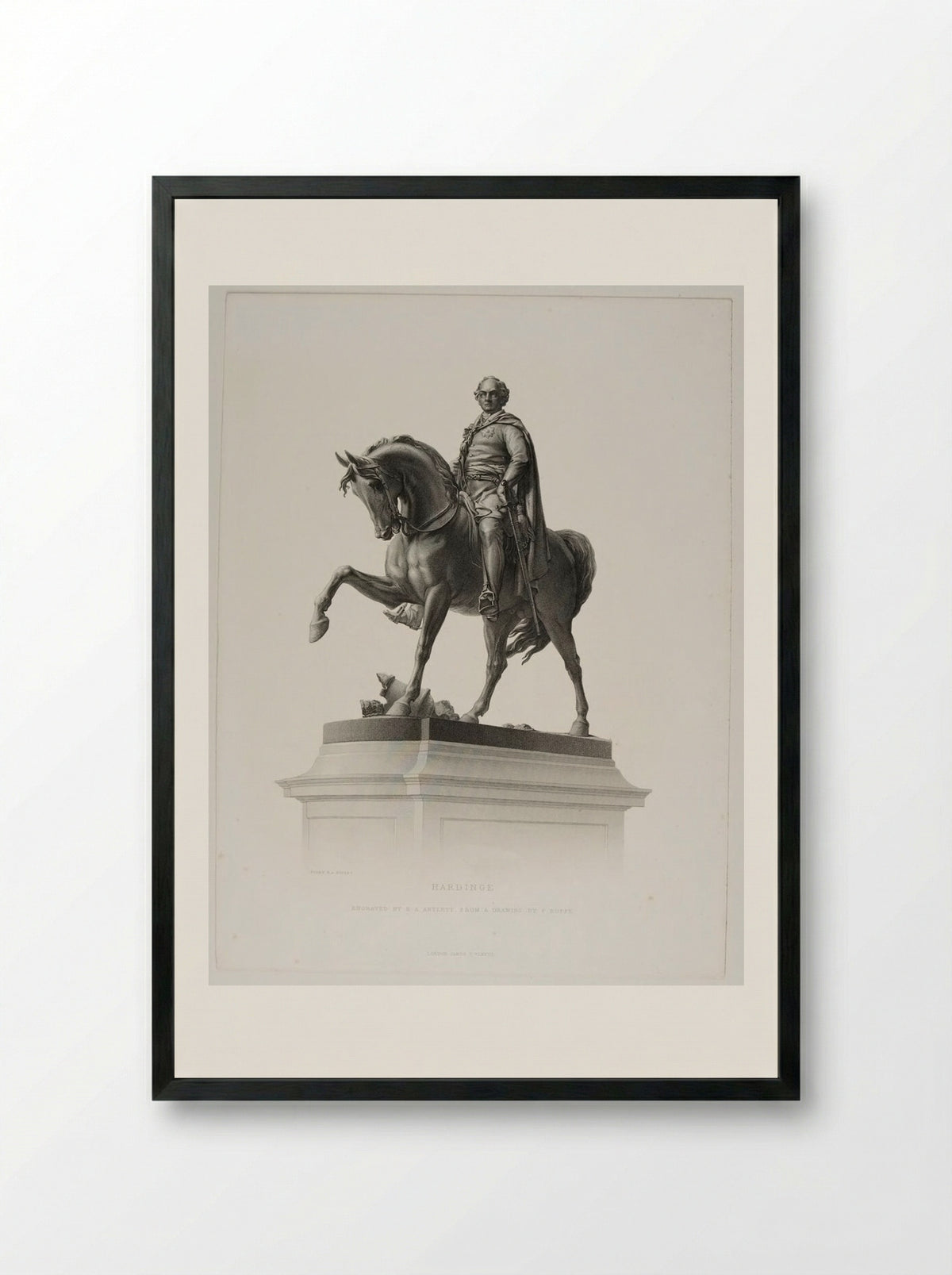 Equestrian Statue of Viscount Henry Hardinge - Richard Austin Artlett - Framed Print Black