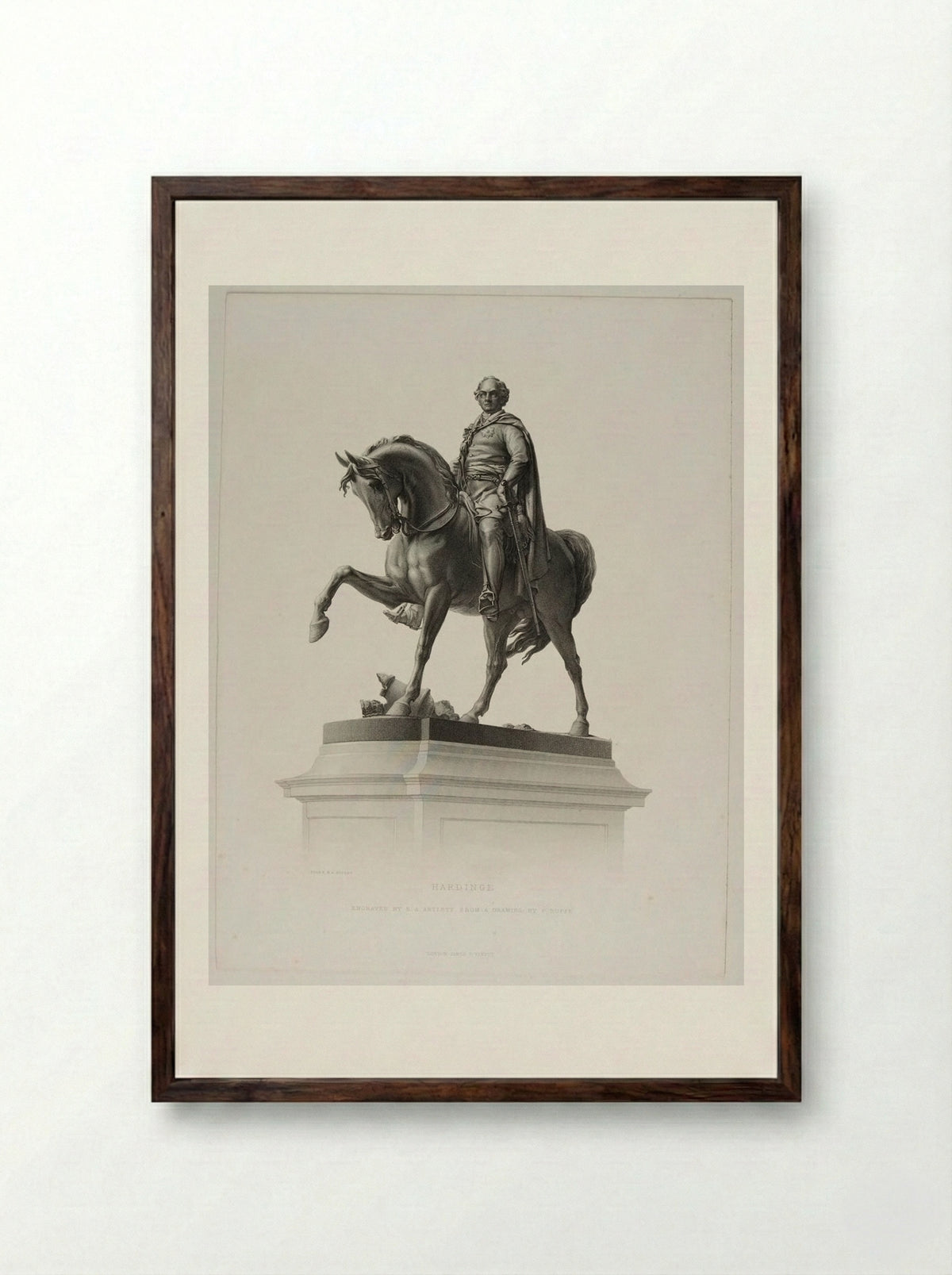 Equestrian Statue of Viscount Henry Hardinge - Richard Austin Artlett - Framed Print Dark Wood