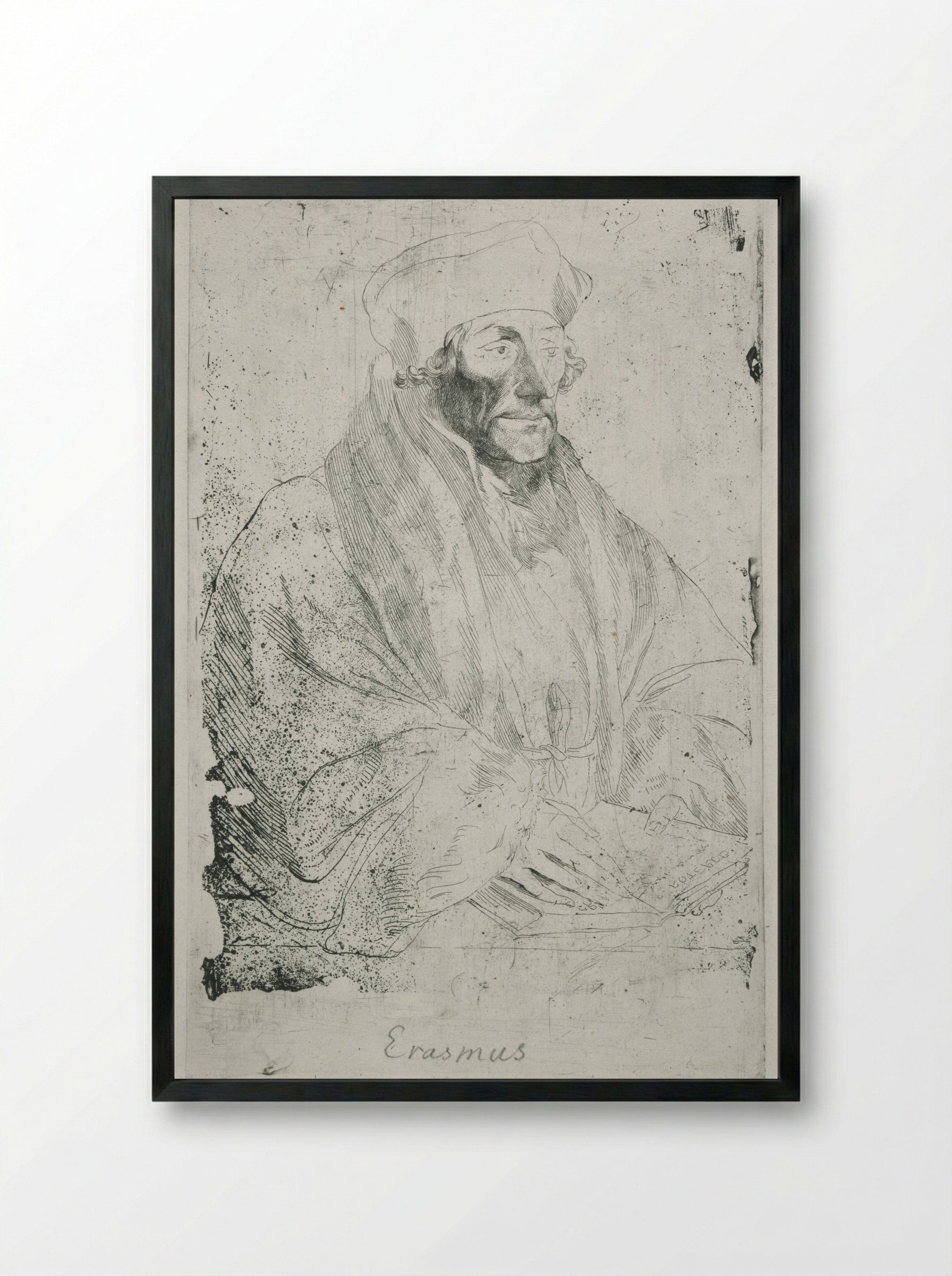 Erasmus of Rotterdam - Anthony van Dyck - Framed Print Black