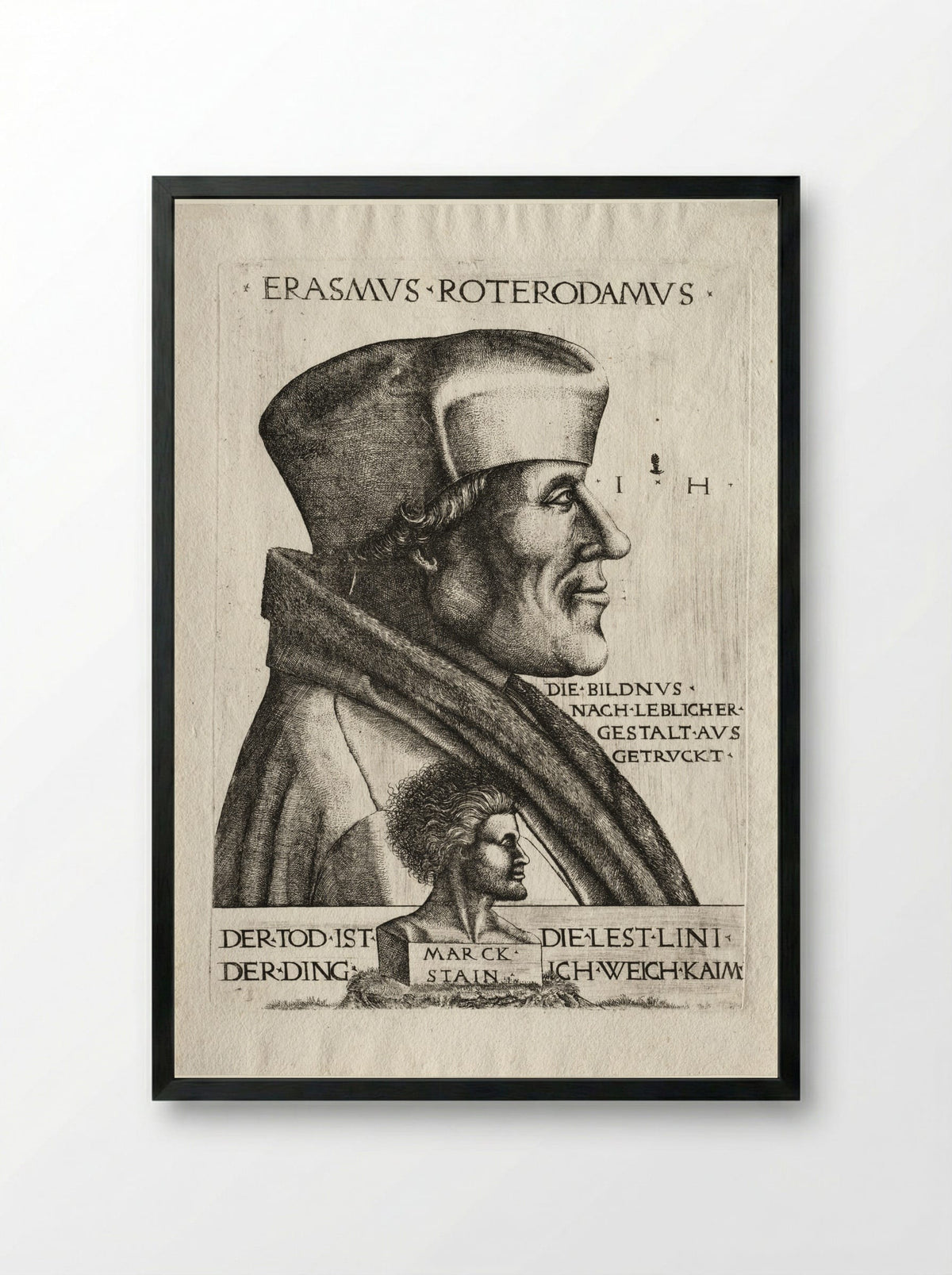 Erasmus of Rotterdam - Hieronymus Hopfer - Framed Print Black