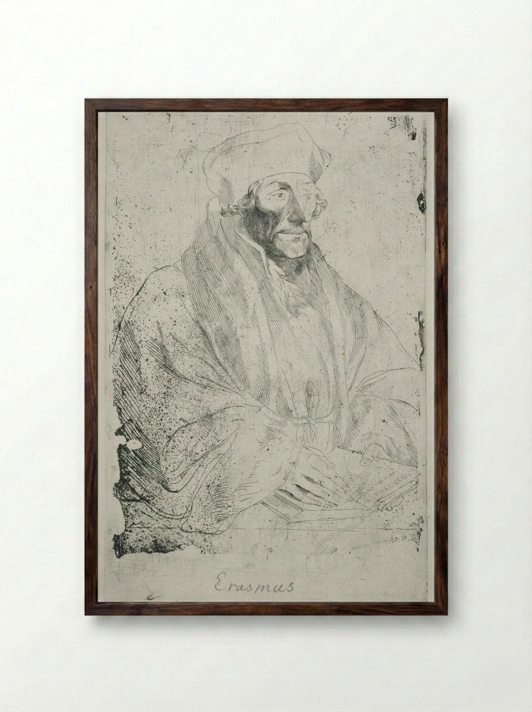 Erasmus of Rotterdam - Anthony van Dyck - Framed Print Dark Wood