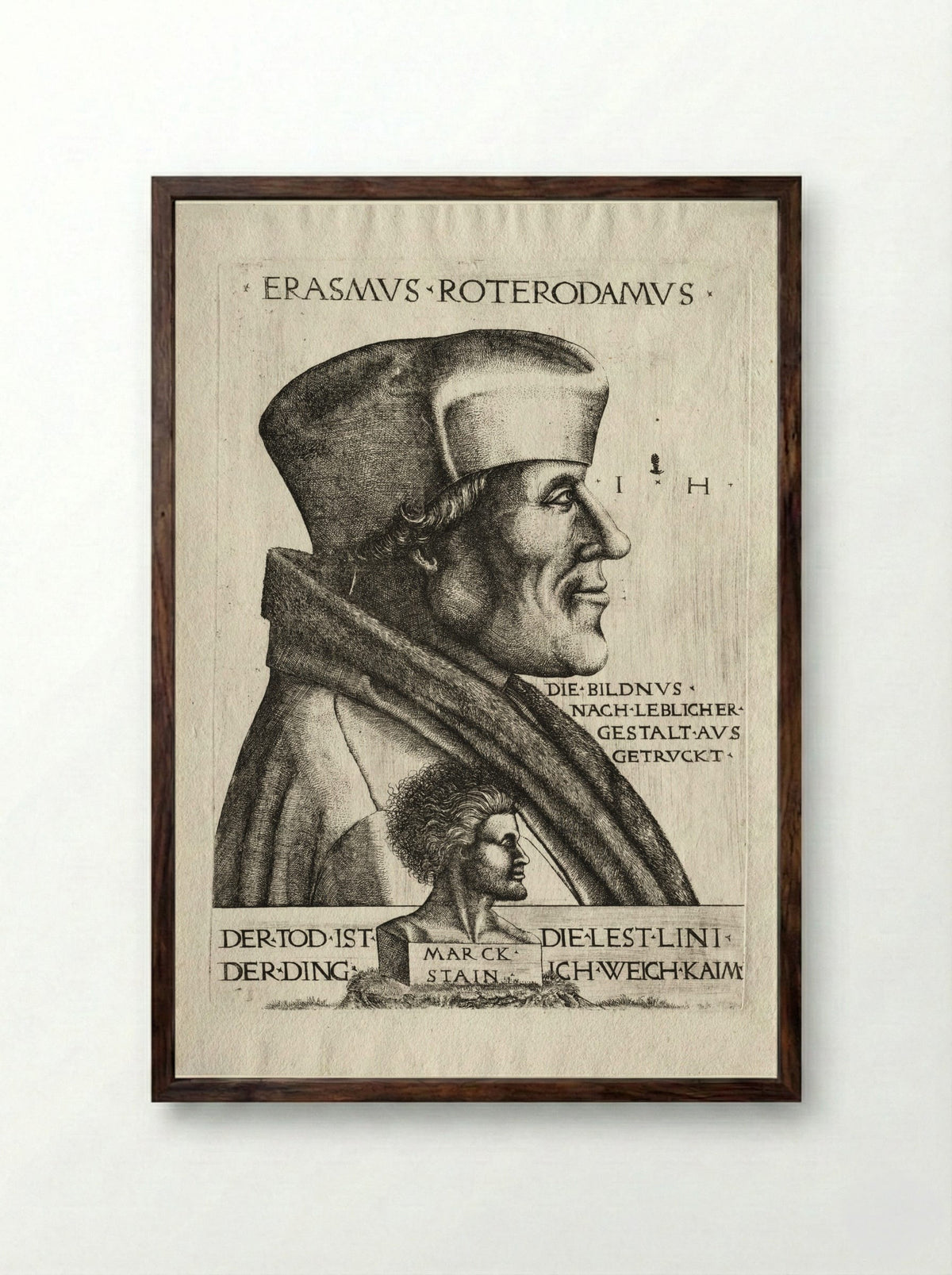 Erasmus of Rotterdam - Hieronymus Hopfer - Framed Print Dark Wood