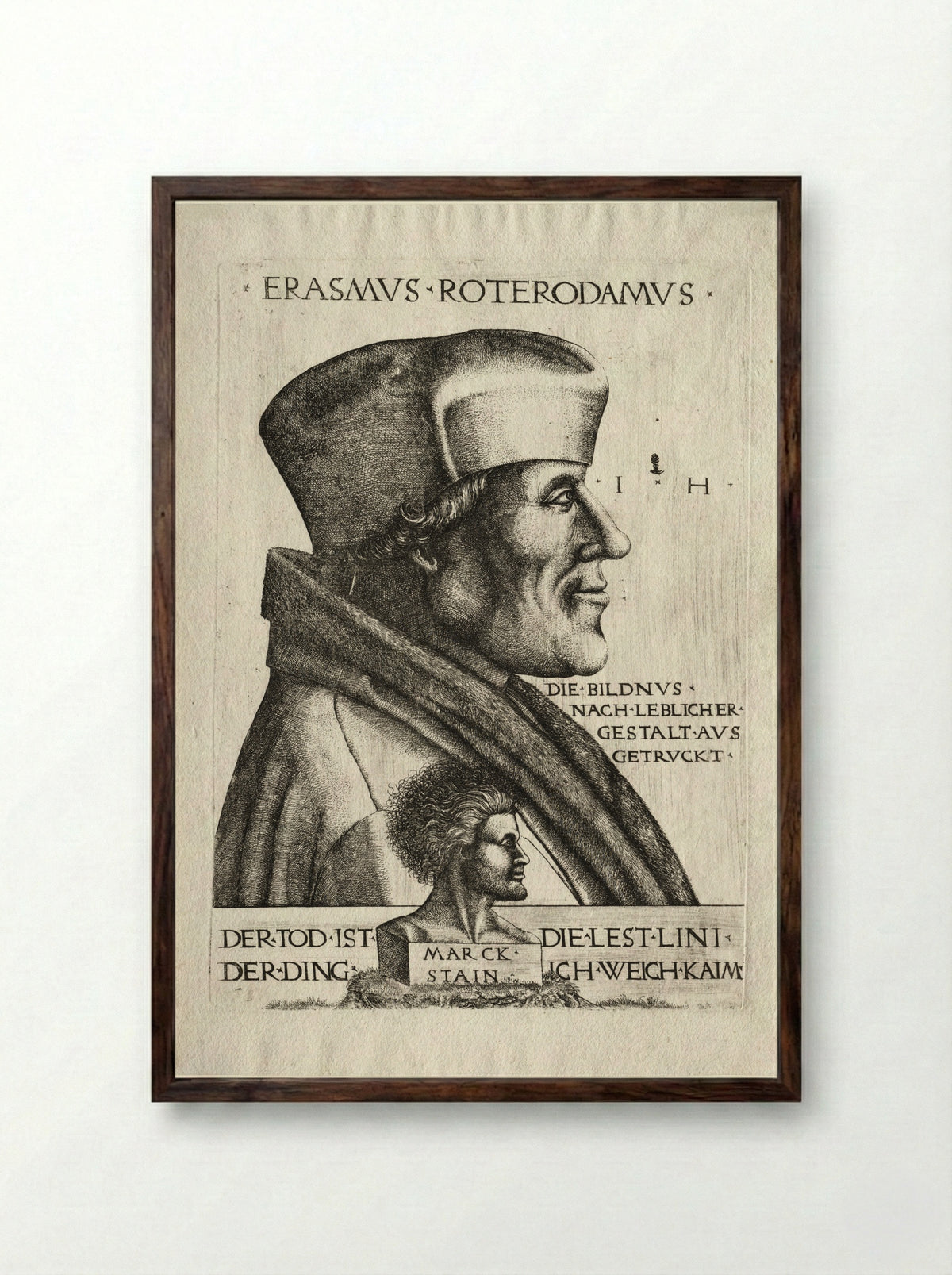 Erasmus of Rotterdam - Hieronymus Hopfer - Framed Print Dark Wood