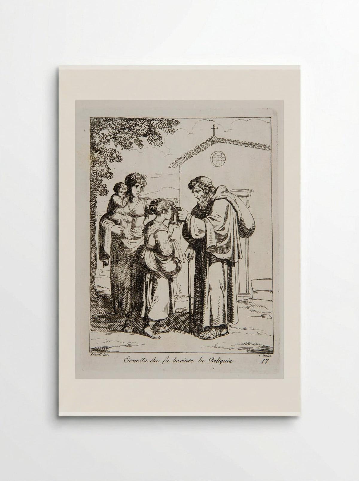 Eremita che fa baciare la Reliquia - Bartolomeo Pinelli - Poster