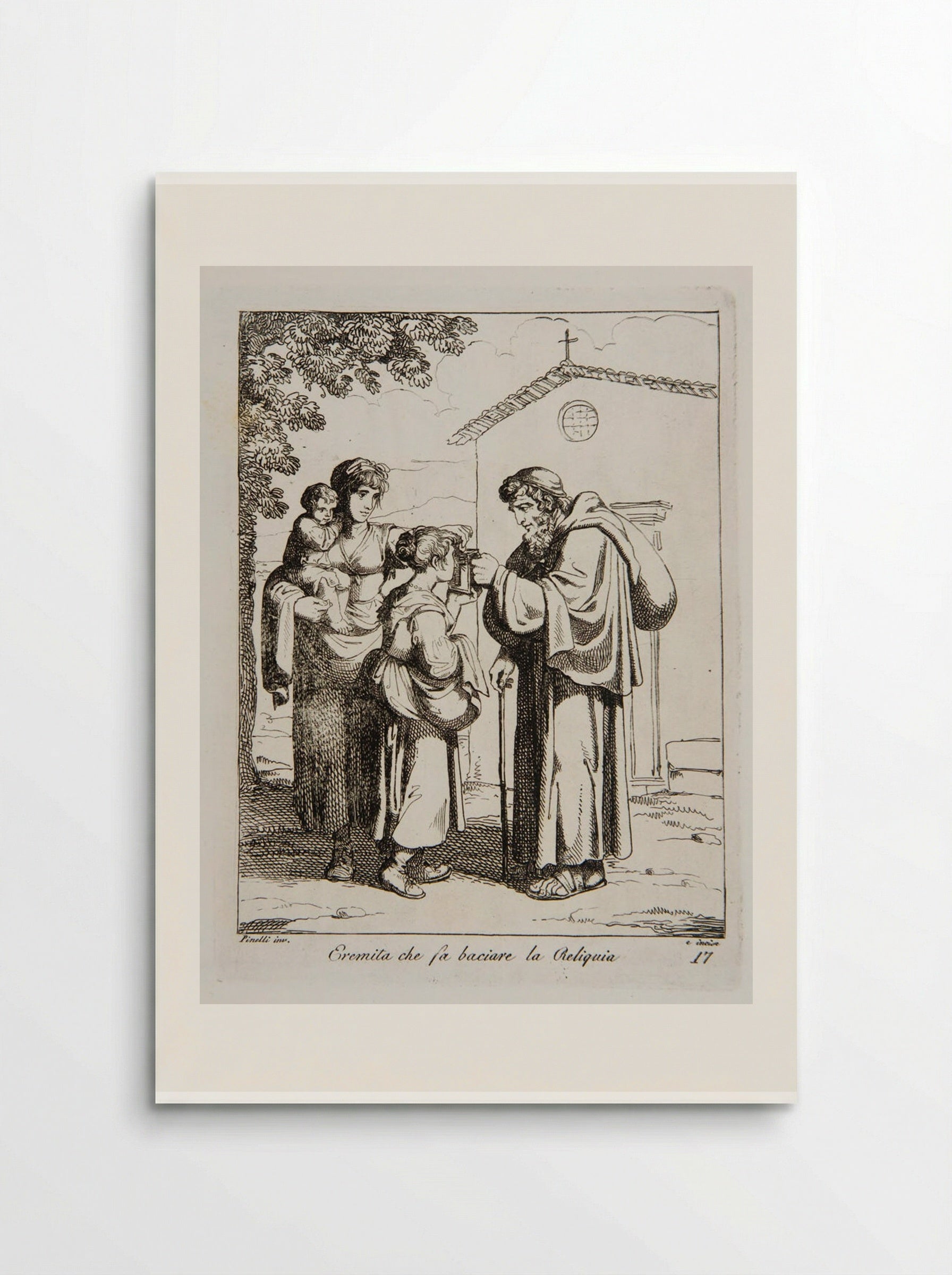 Eremita che fa baciare la Reliquia - Bartolomeo Pinelli - Poster