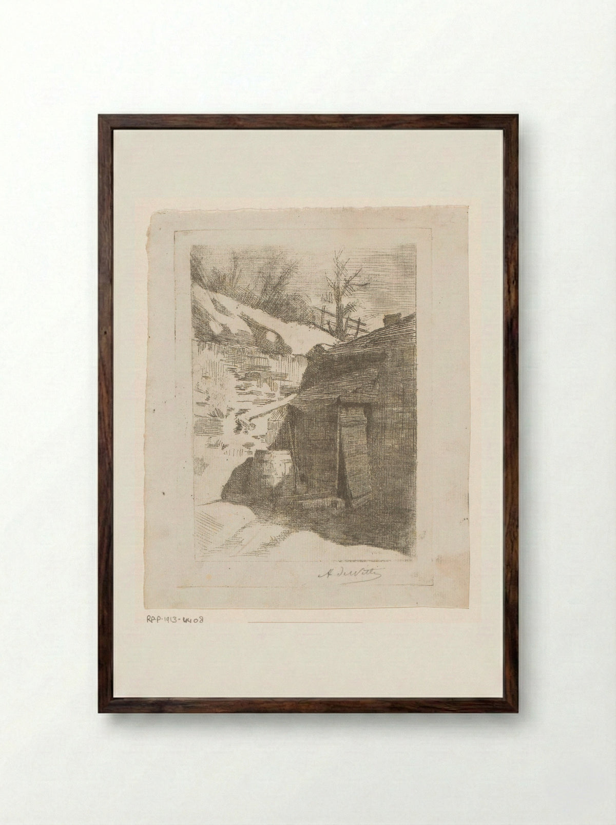 Erf met regenton - Adrien De Witte - Framed Print Dark Wood