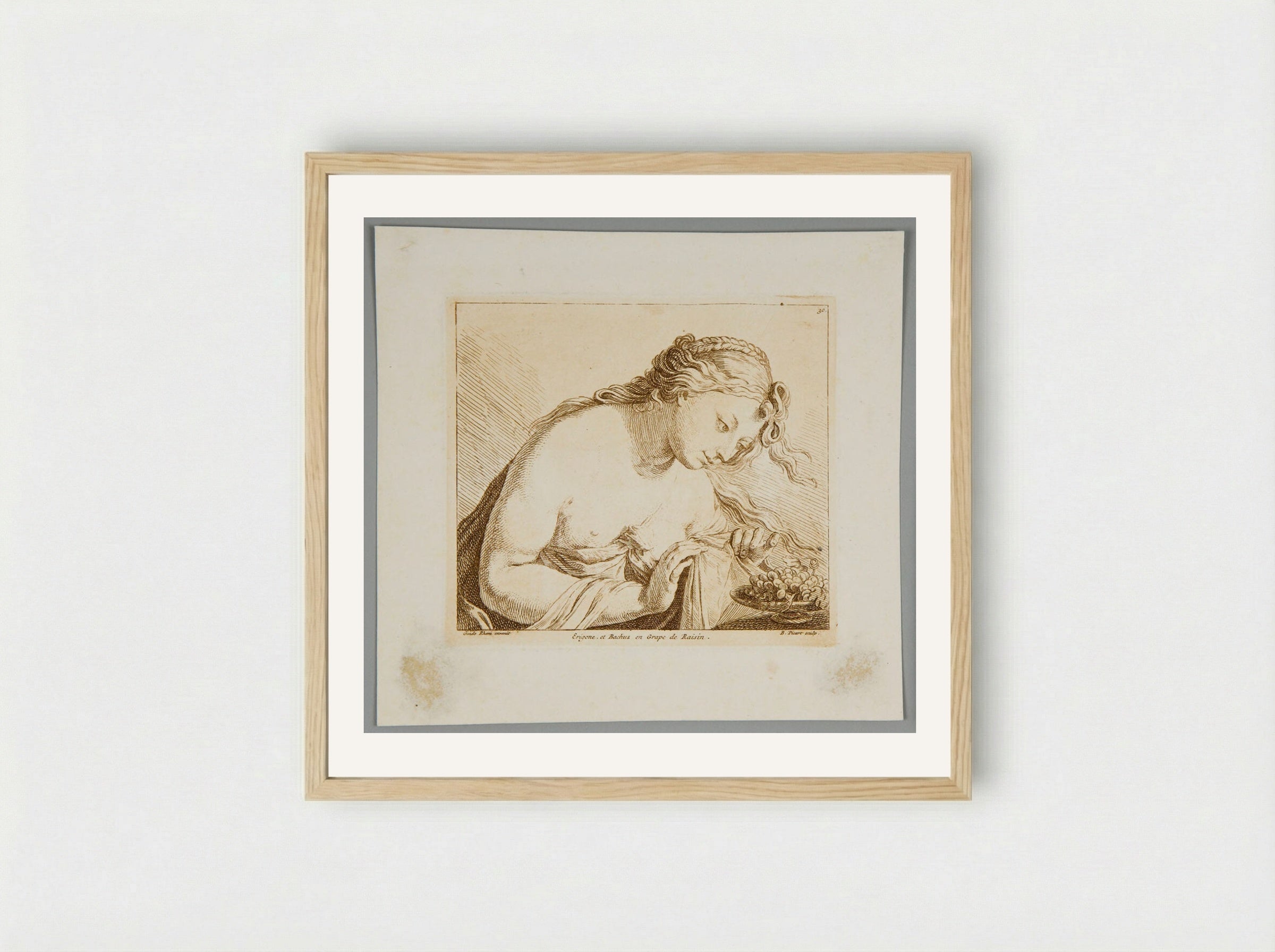 Erigone and Bacchus - Bernard Picart - Framed Print Wood
