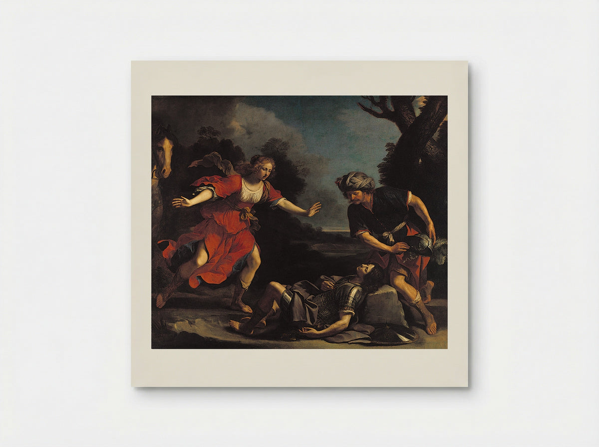 Erminia Finding the Wounded Tancred - Guercino - Poster