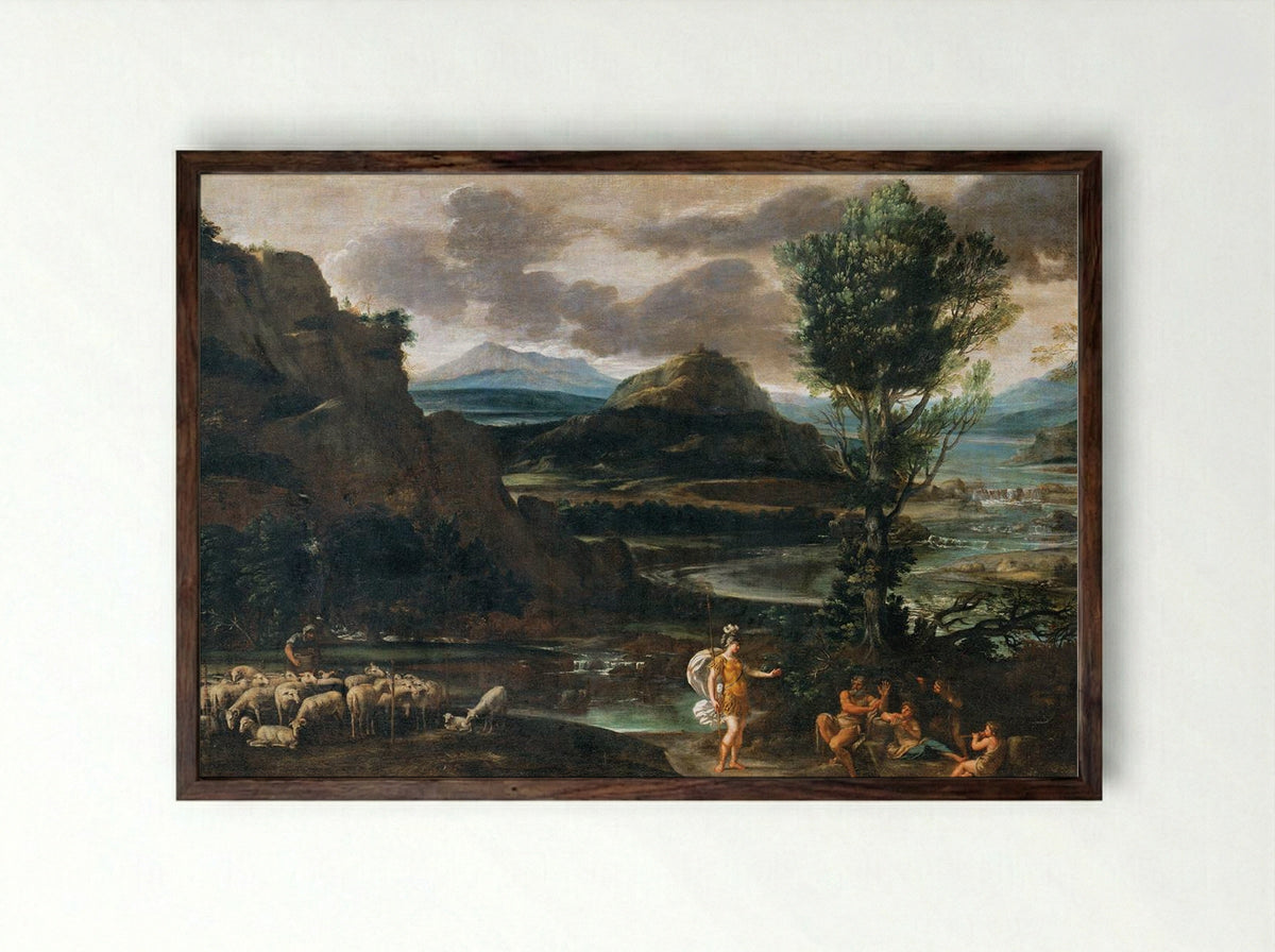 Erminia and the Shepherds - Domenichino - Framed Print Dark Wood