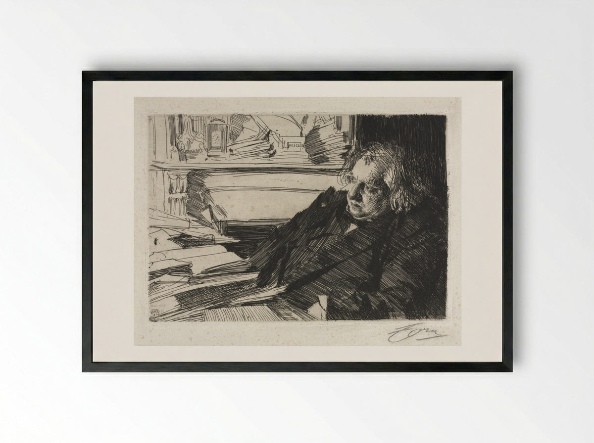 Ernest Renan - Anders Zorn - Framed Print Black