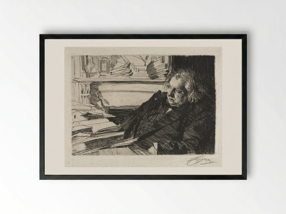 Ernest Renan - Anders Zorn - Framed Print Black
