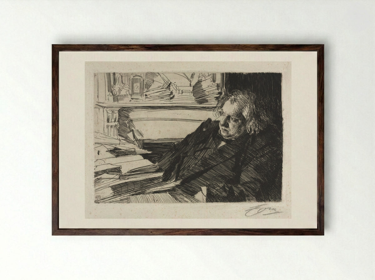Ernest Renan - Anders Zorn - Framed Print Dark Wood