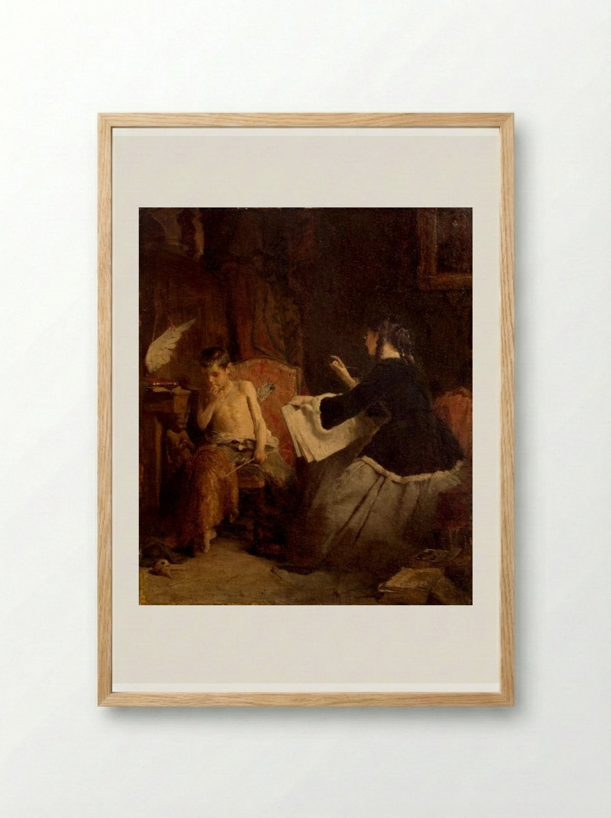 Eros and the Painter - Nikolaos Gyzis - Framed Print Wood