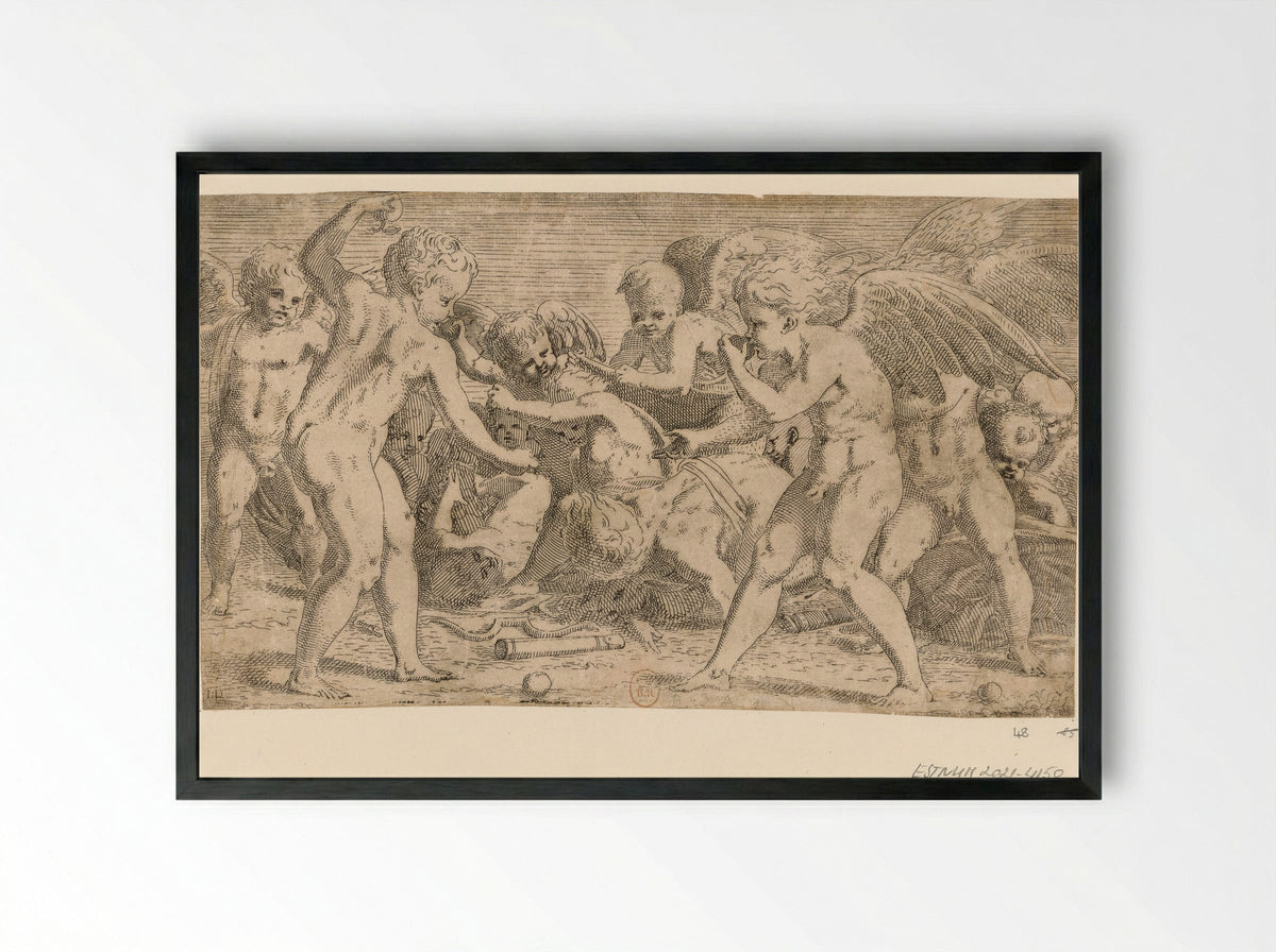 Eros en Anteros - Léon Davent - Framed Print Black