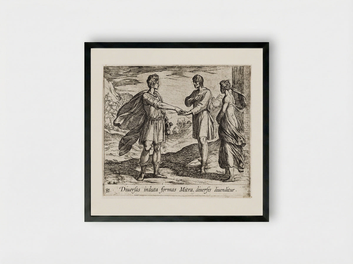 Erysichthon Selling His Daughter - Antonio Tempesta - Framed Print Black