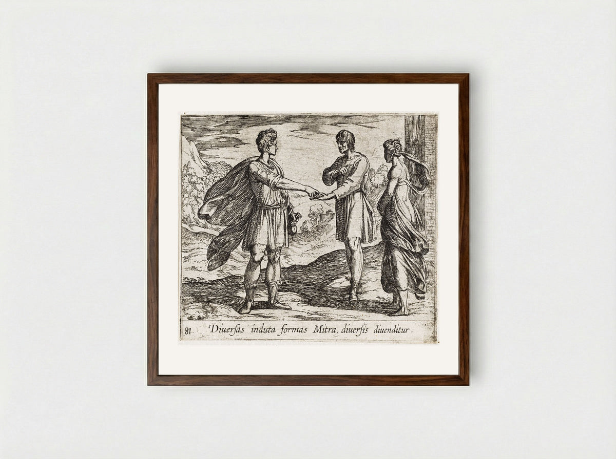 Erysichthon Selling His Daughter - Antonio Tempesta - Framed Print Dark Wood
