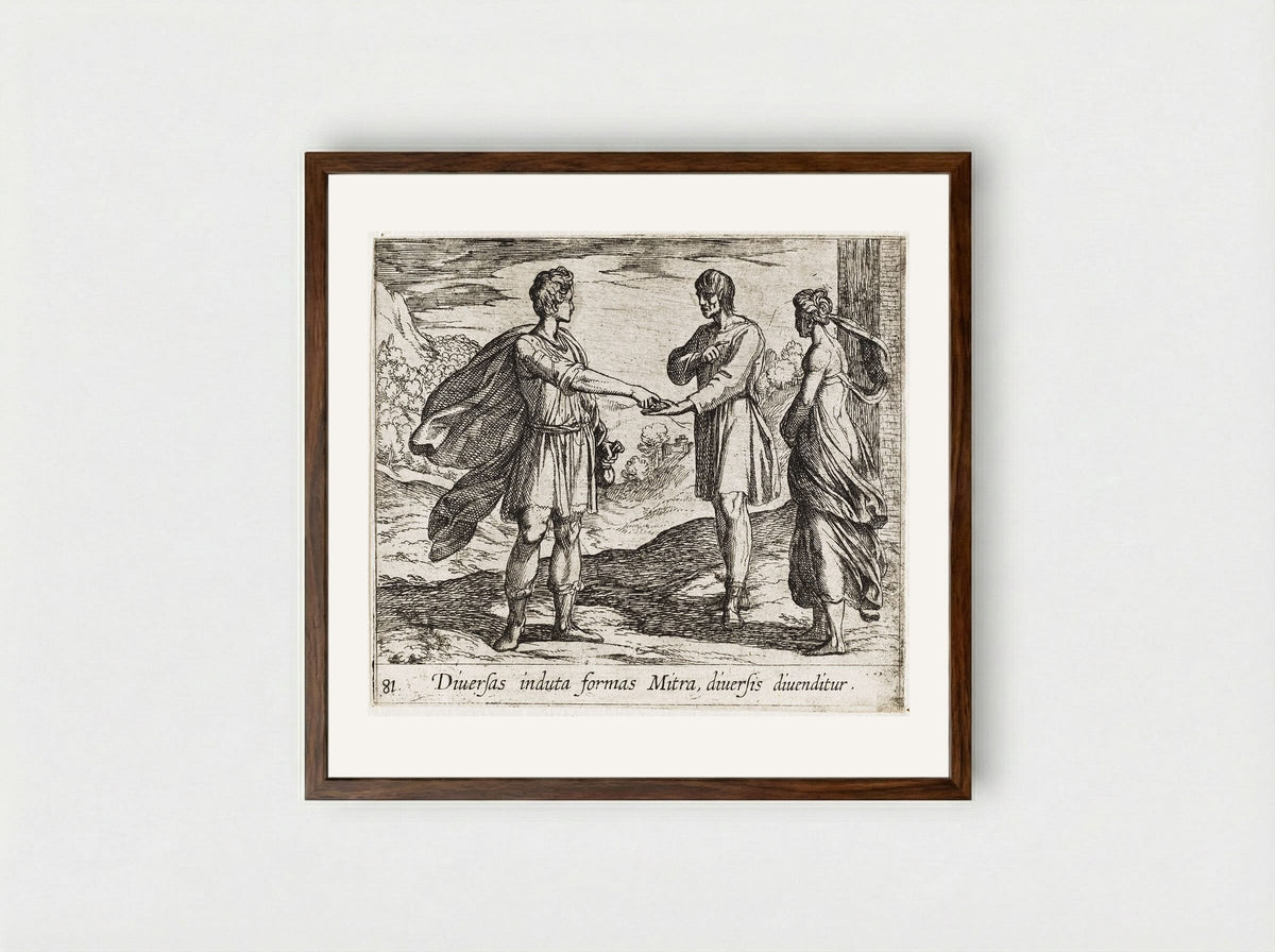 Erysichthon Selling His Daughter - Antonio Tempesta - Framed Print Dark Wood