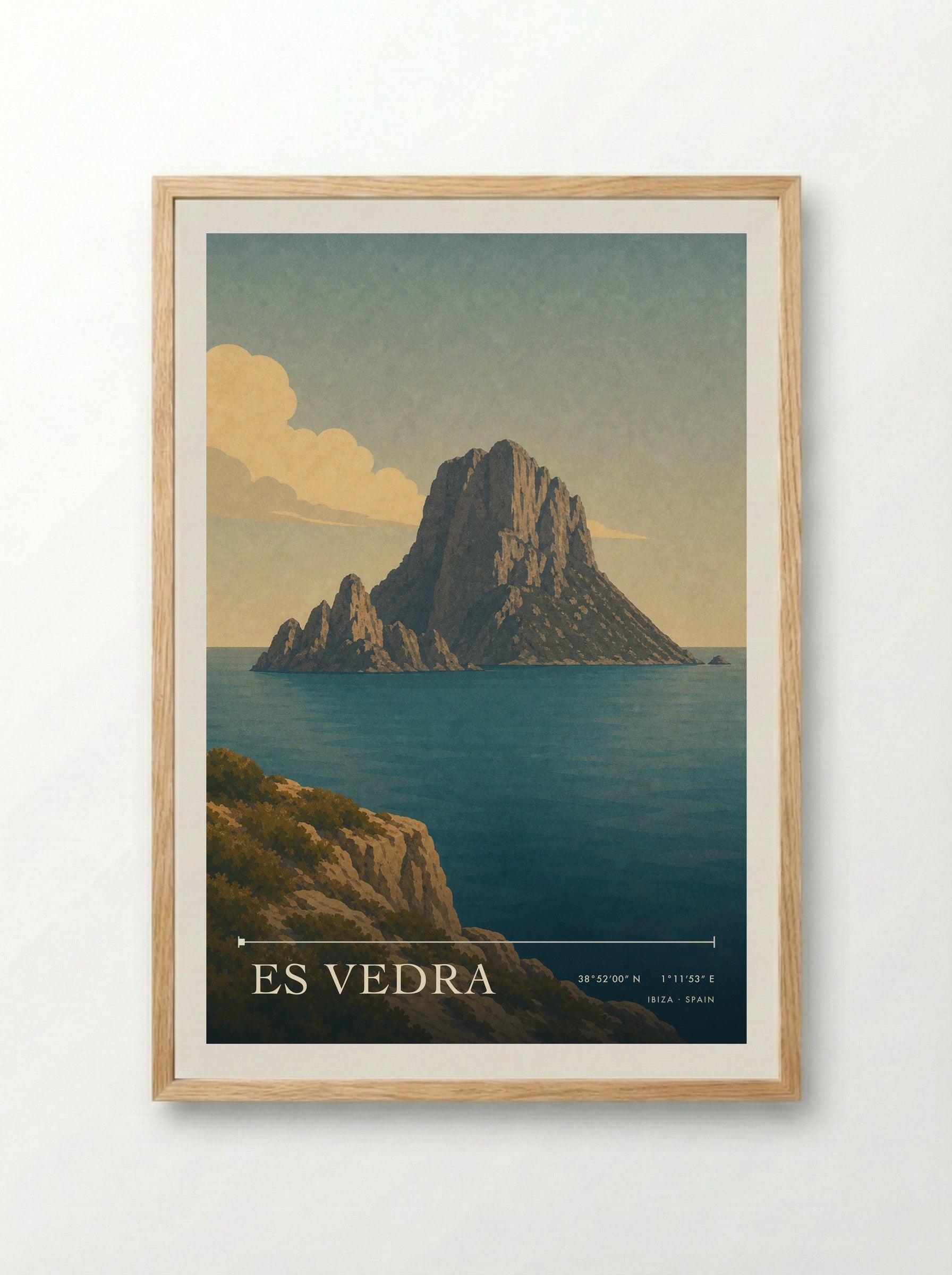 Es Vedra Travel Poster Artwork - Framed Print Wood