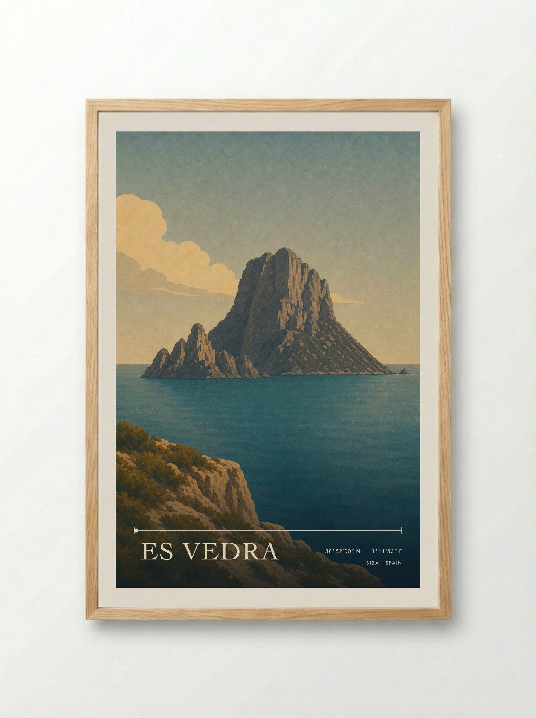 Es Vedra Travel Poster Artwork - Framed Print Wood