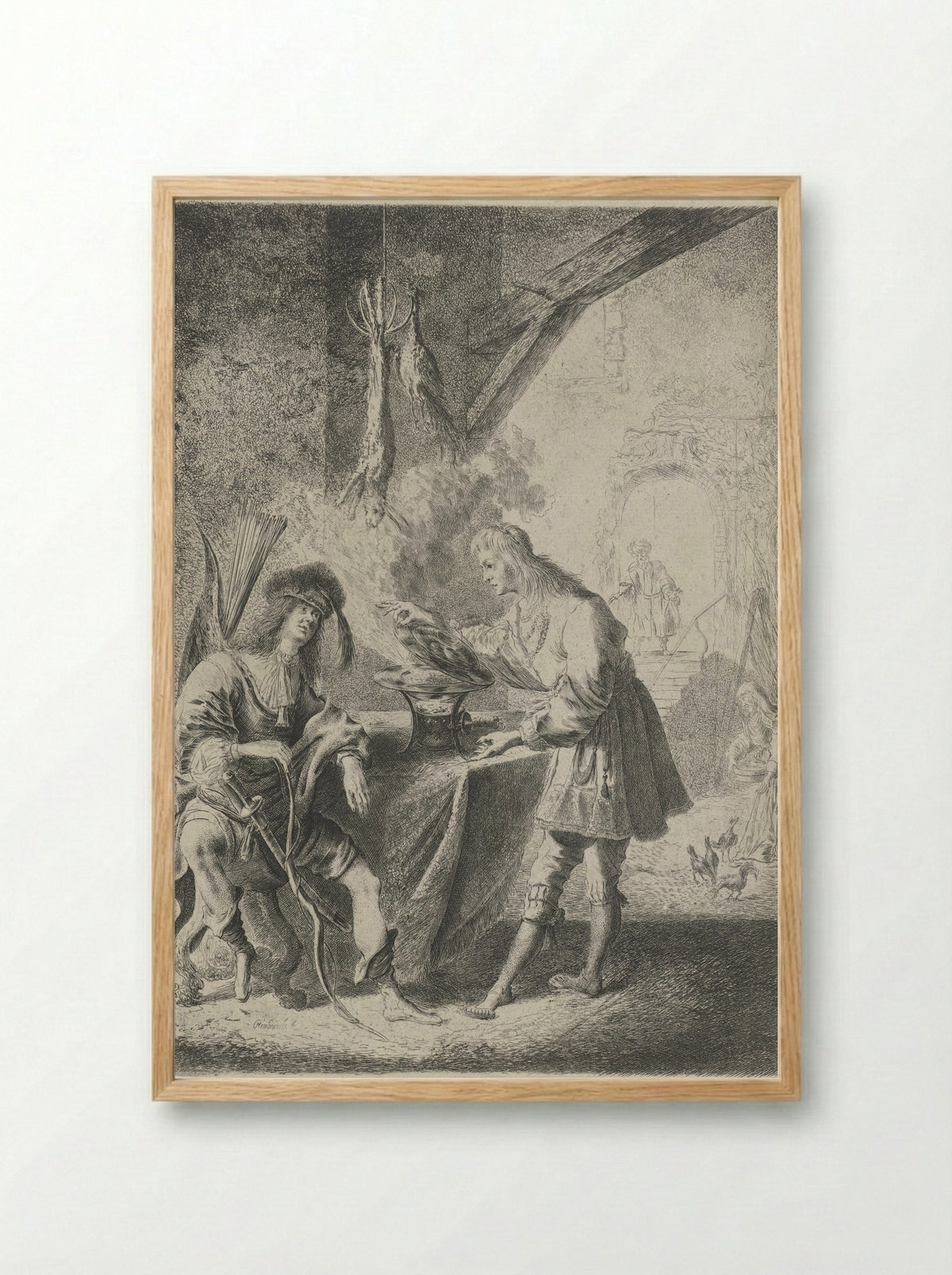 Esau Selling His Birthright to Jacob - Pieter Rottermondt - Framed Print Wood