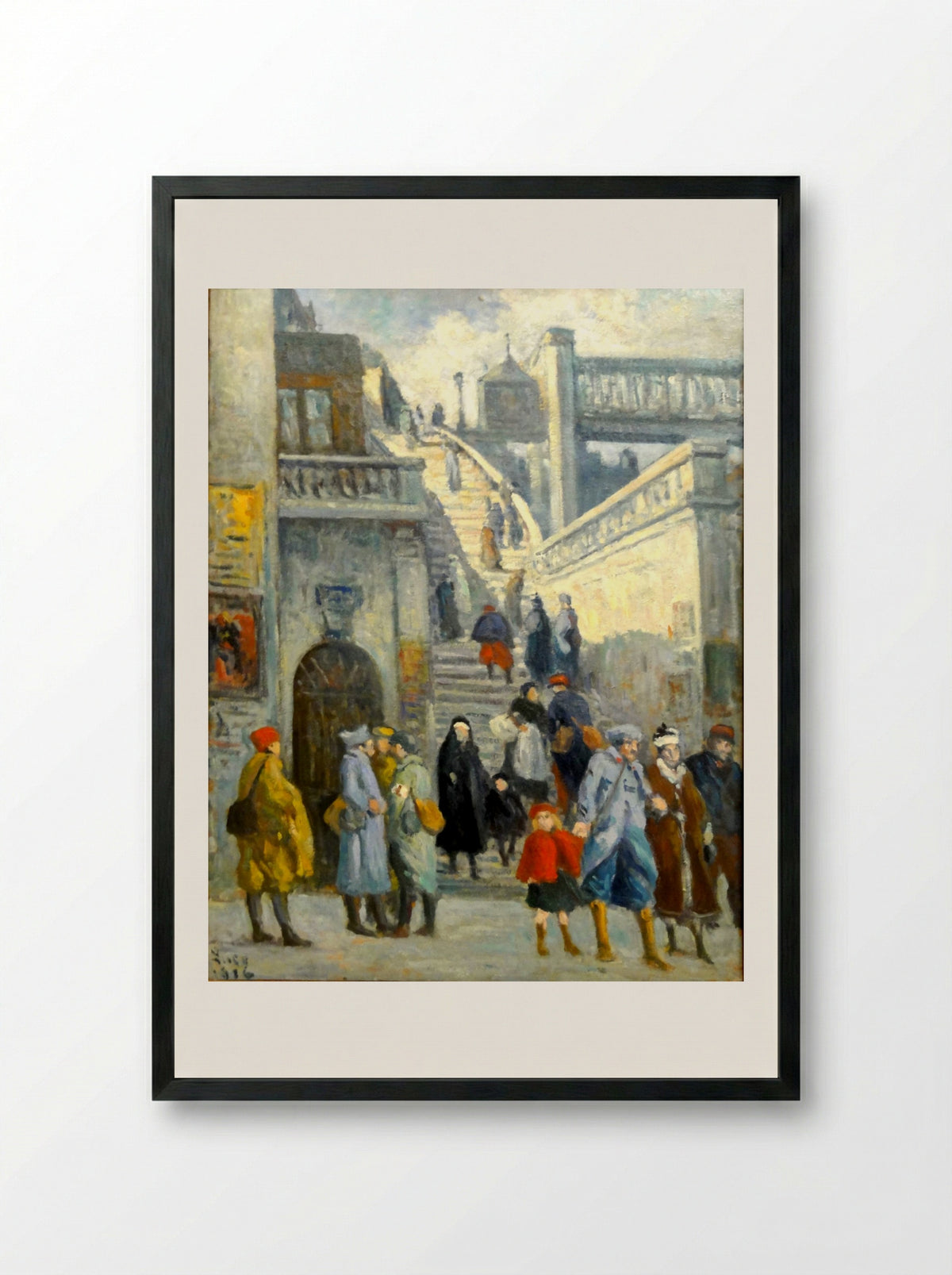 Escaliers de la rue de l'Alsace - Maximilien Luce - Framed Print Black