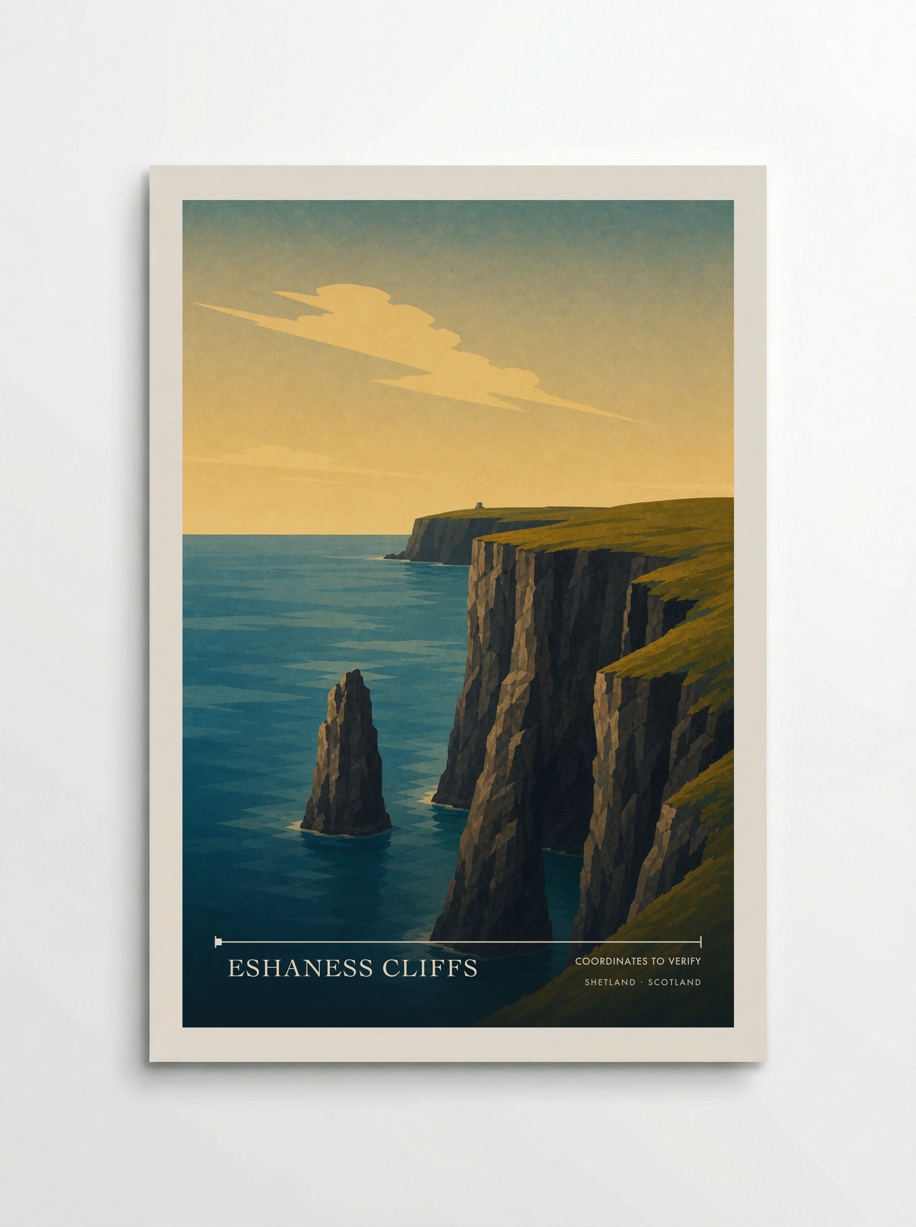 Eshaness Cliffs Shetland Scotland Travel Poster - Poster