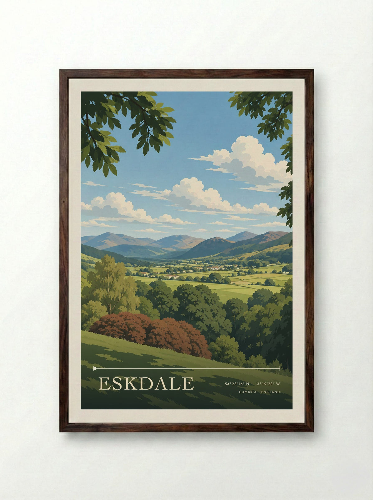 Eskdale, Cumbria | Travel Poster - Framed Print Dark Wood