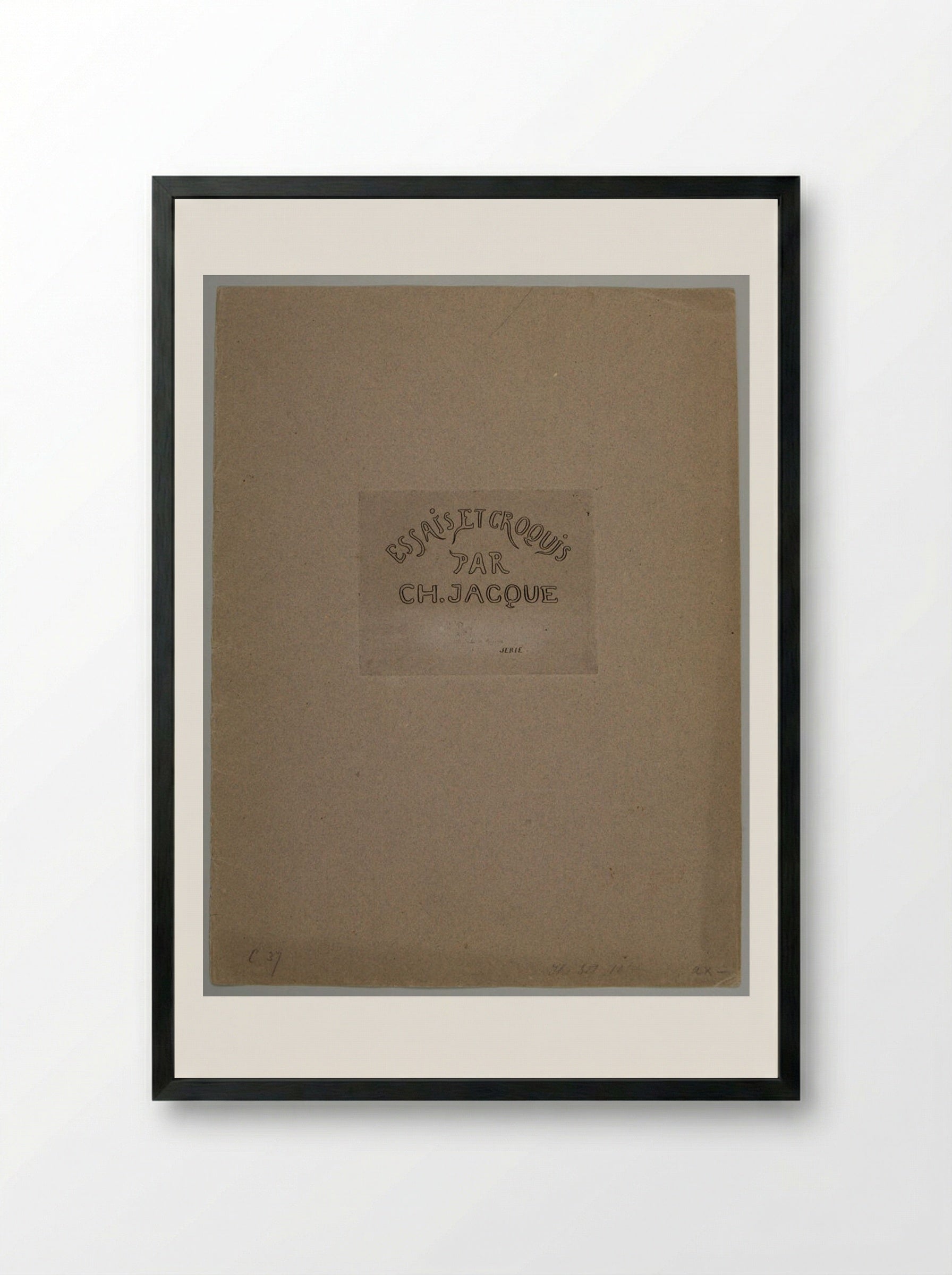 Essais et Croquis (Cover Design) - Charles-Émile Jacque - Framed Print Black