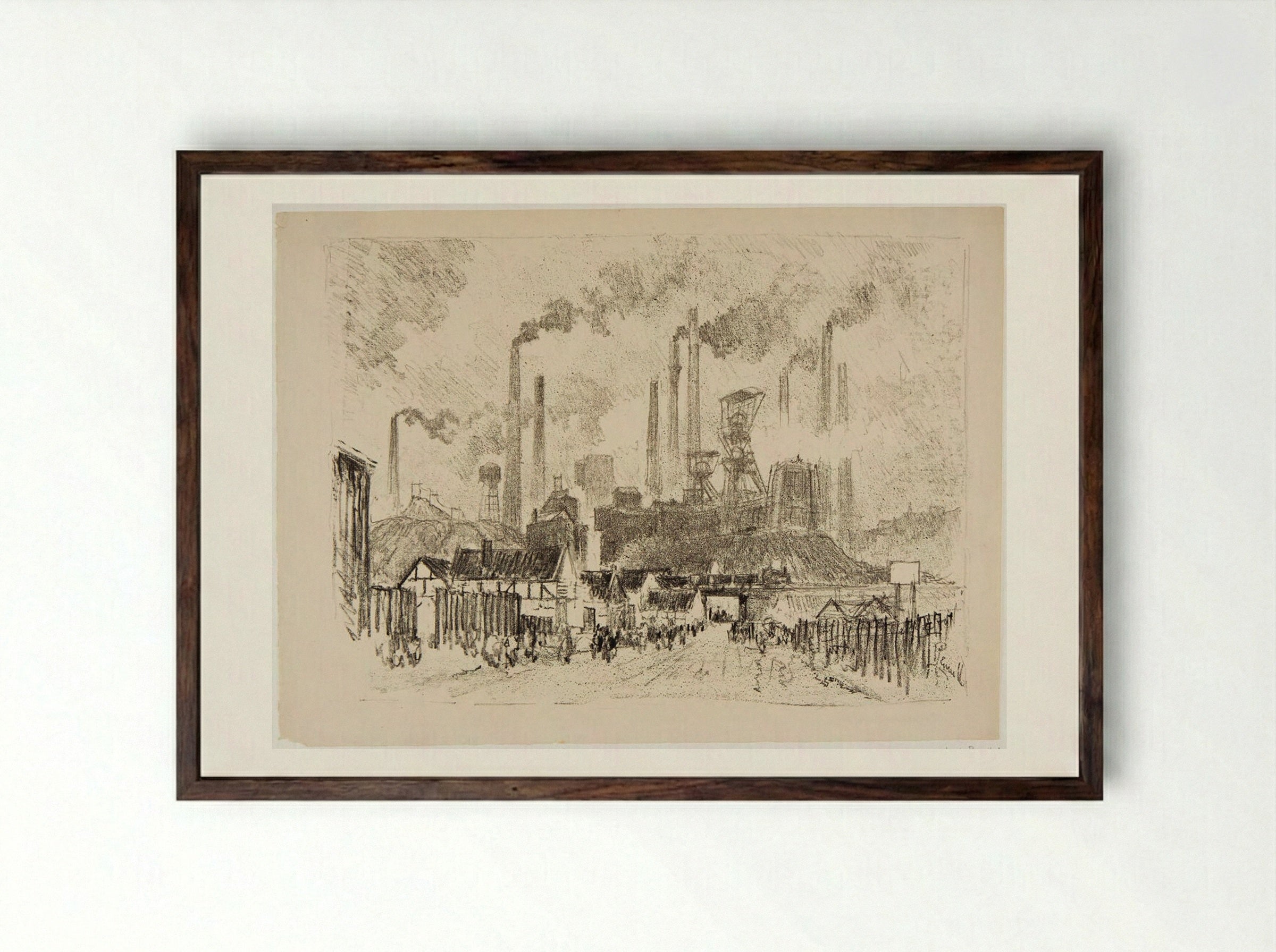 Essen, Germany - Joseph Pennell - Framed Print Dark Wood