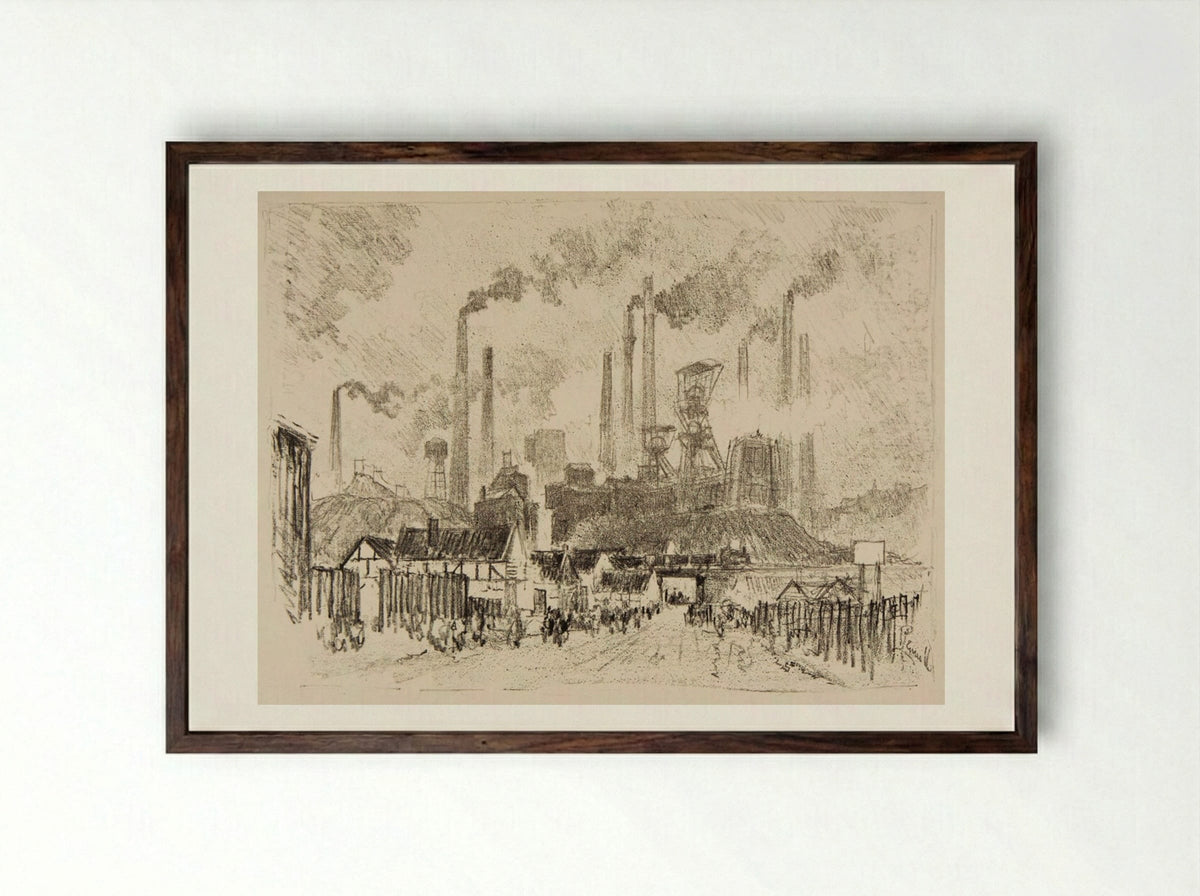 Essen, Germany - Joseph Pennell - Framed Print Dark Wood