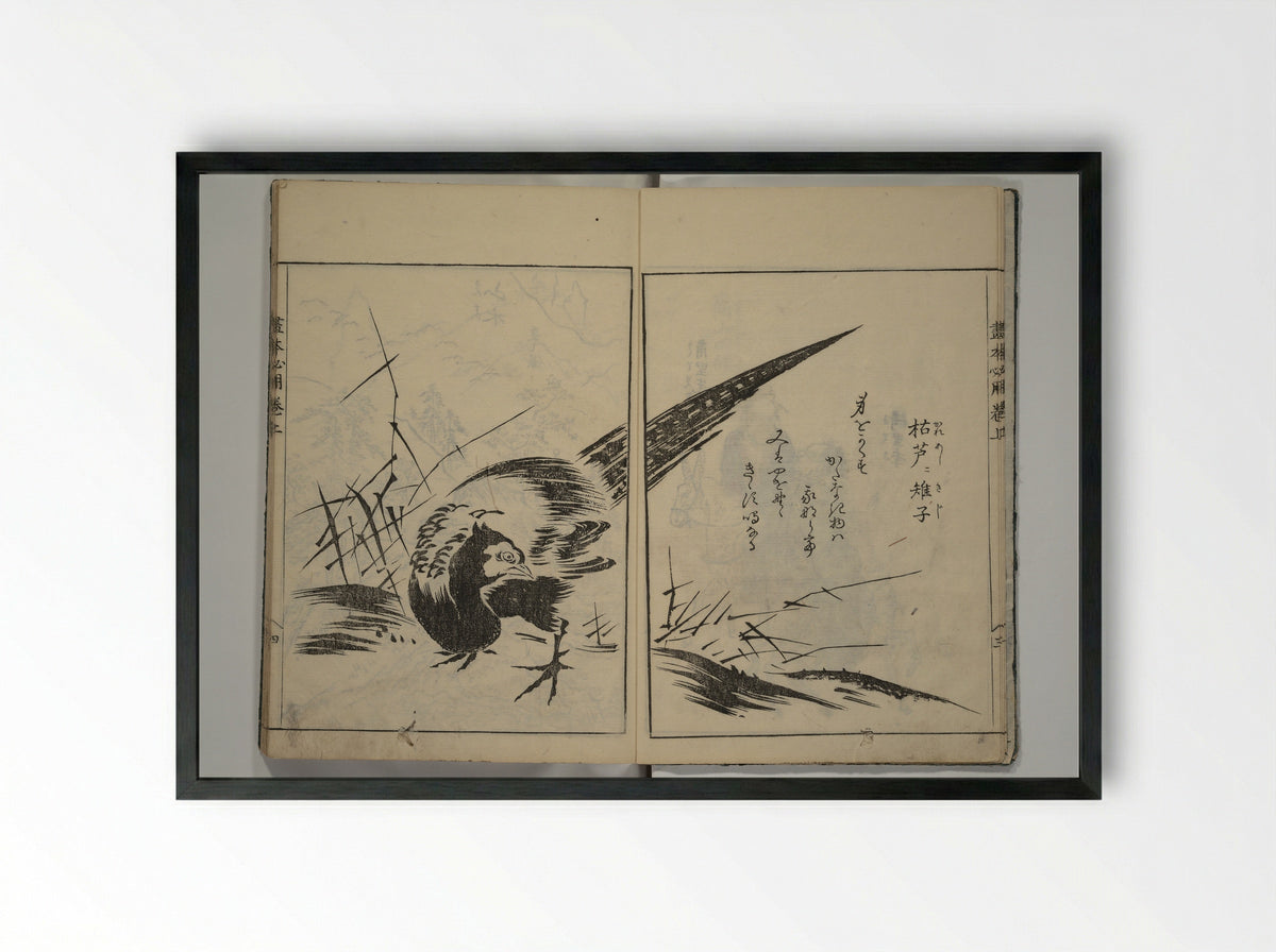 Essentials of Painting (Ehon hitsuyō) - Nakaji Sadatoshi - Framed Print Black