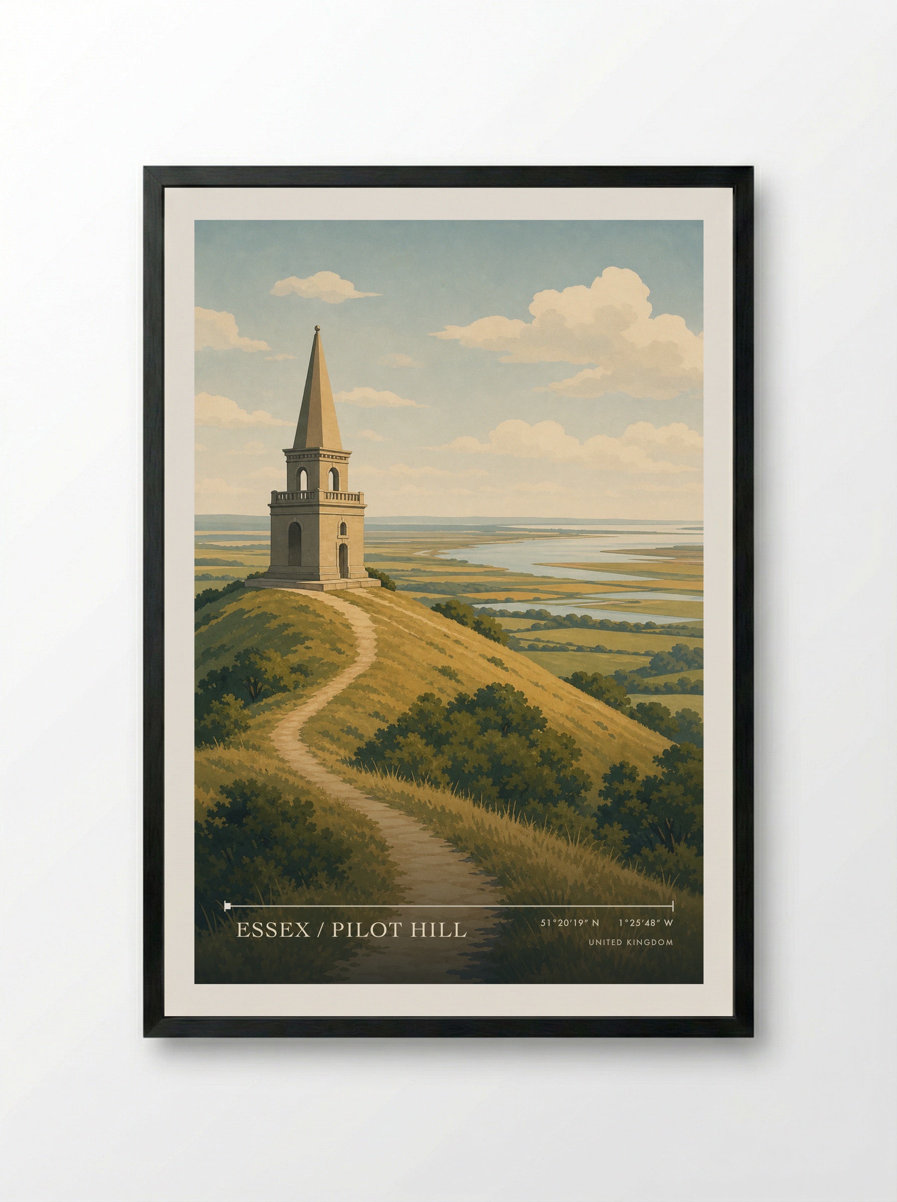 Essex / Pilot Hill United Kingdom Travel Poster - Framed Print Black