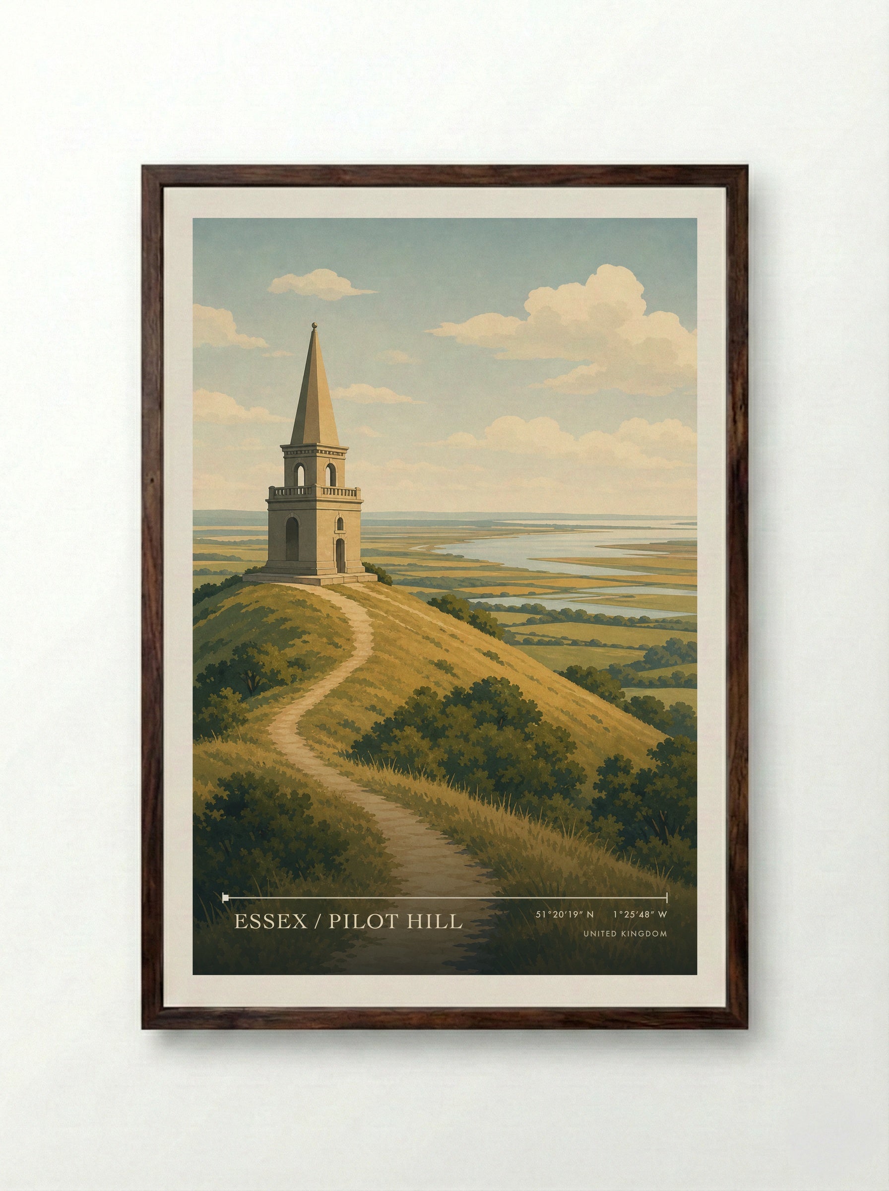 Essex / Pilot Hill United Kingdom Travel Poster - Framed Print Dark Wood
