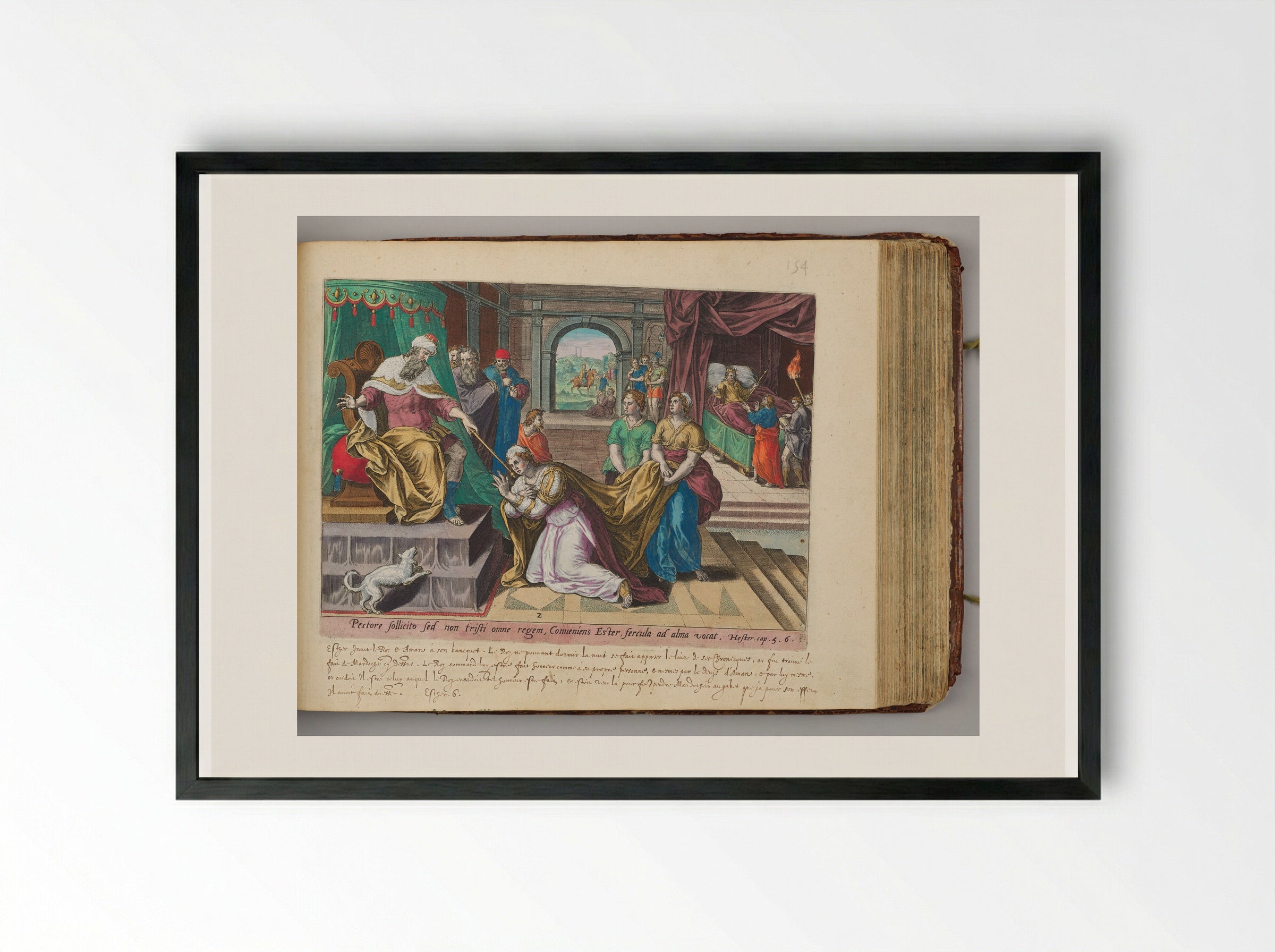 Esther before Ahasuerus - Hans Collaert the Elder - Framed Print Black