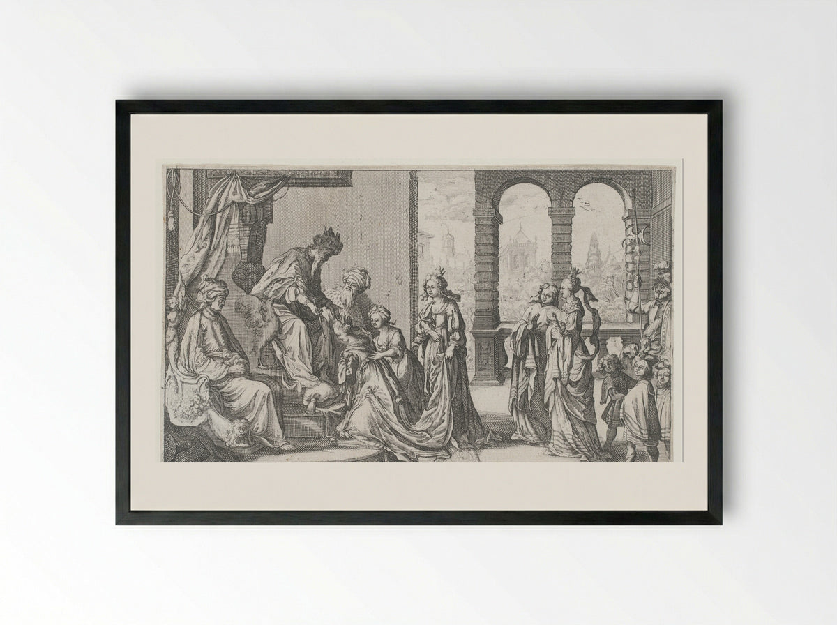 Esther before Ahasuerus - Nicolas de Son - Framed Print Black