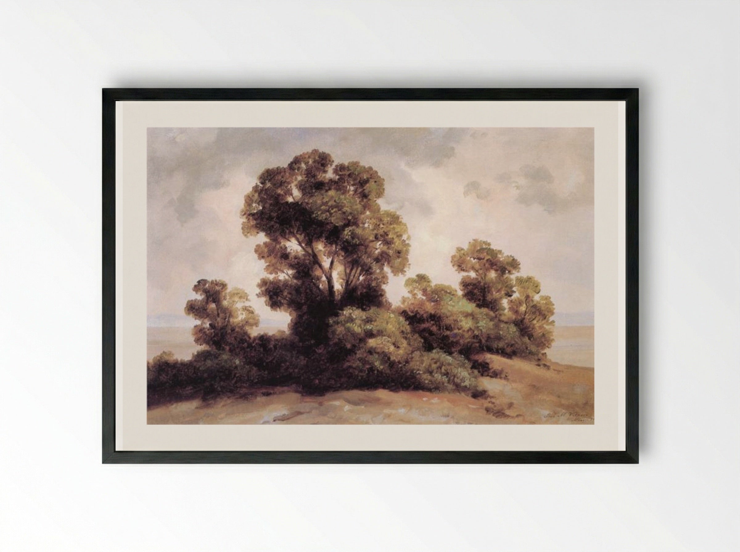 Estudio de árboles - José María Velasco - Framed Print Black