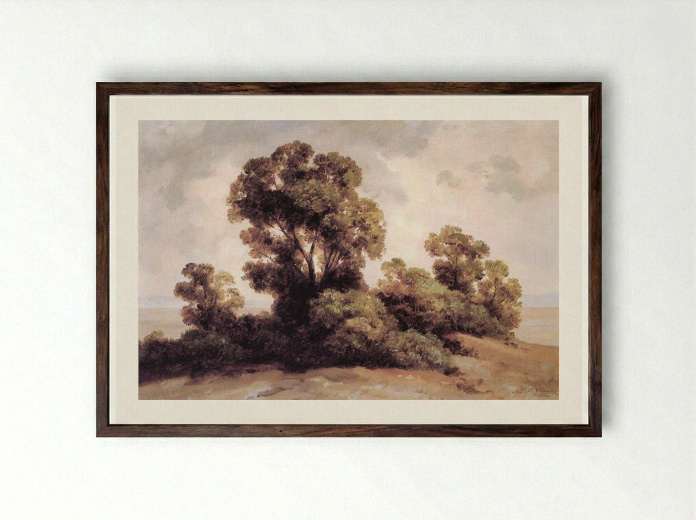 Estudio de árboles - José María Velasco - Framed Print Dark Wood